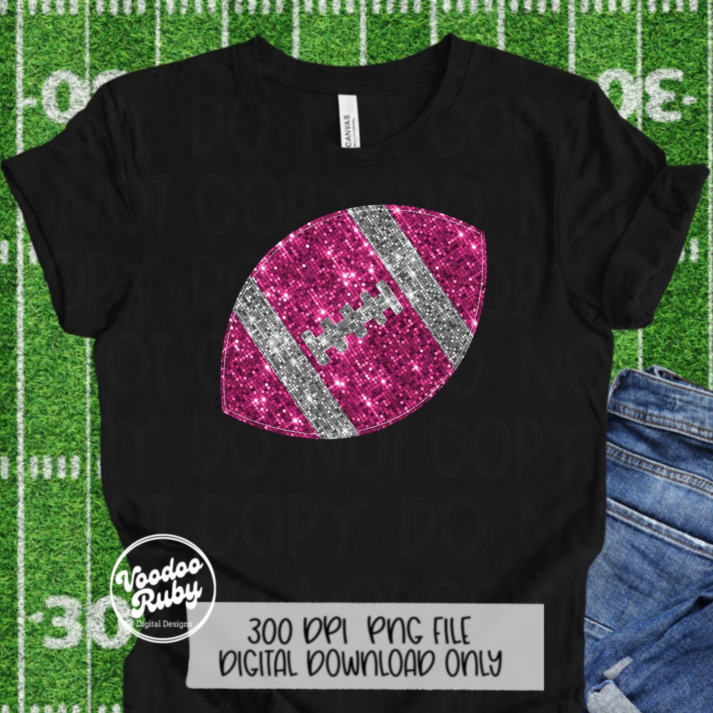 Pink Glitter Football PNG: Hand Drawn Mascot Clip Art (Digital Download