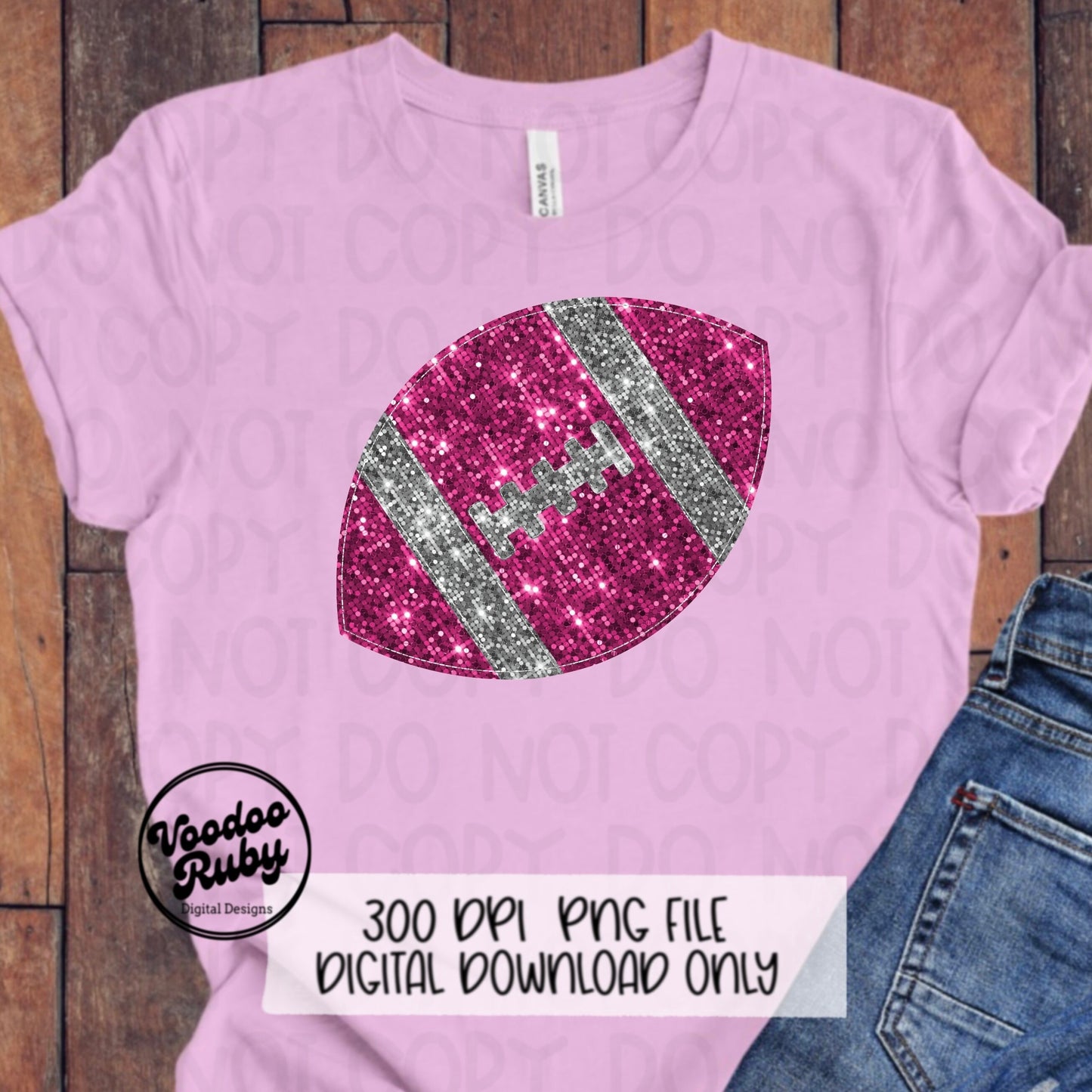 Pink Glitter Football PNG: Hand Drawn Mascot Clip Art (Digital Download