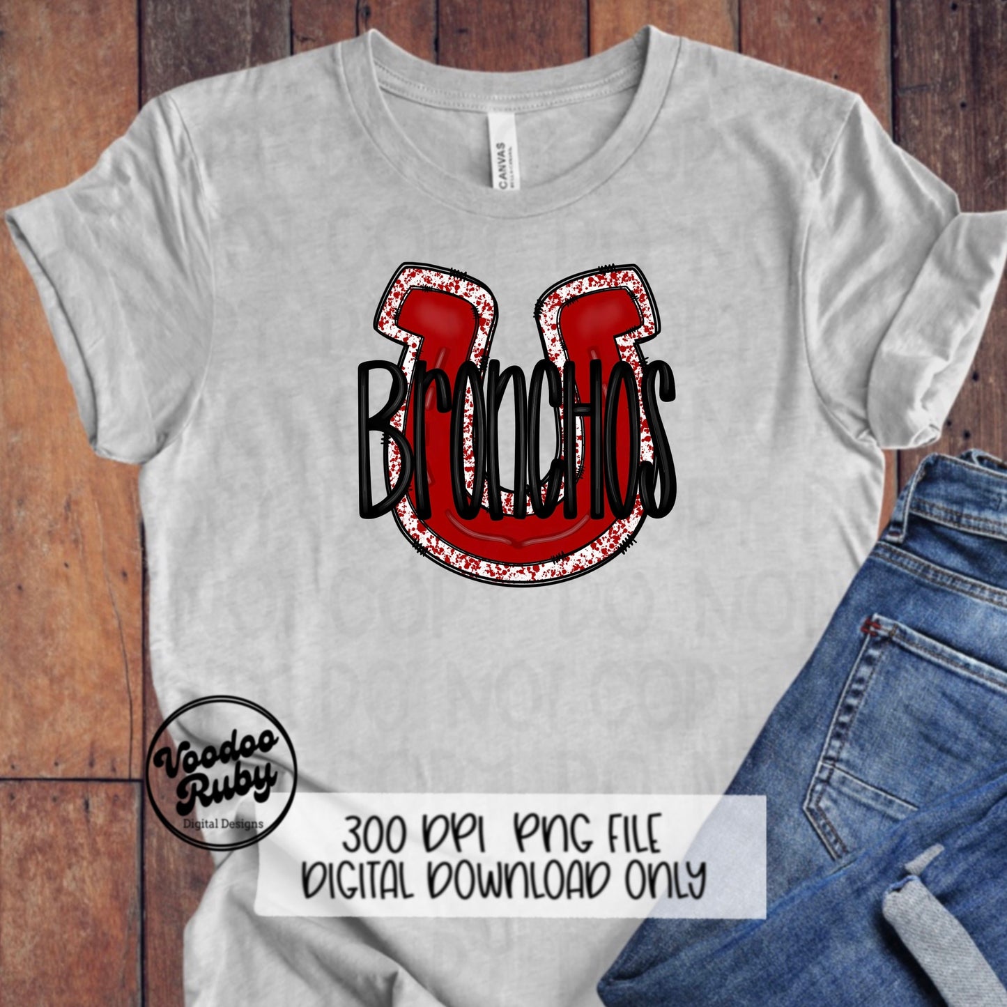 Bronchos PNG Design Sublimation Hand Drawn Digital Download Football PNG Red Bronchos Football DTF Printable