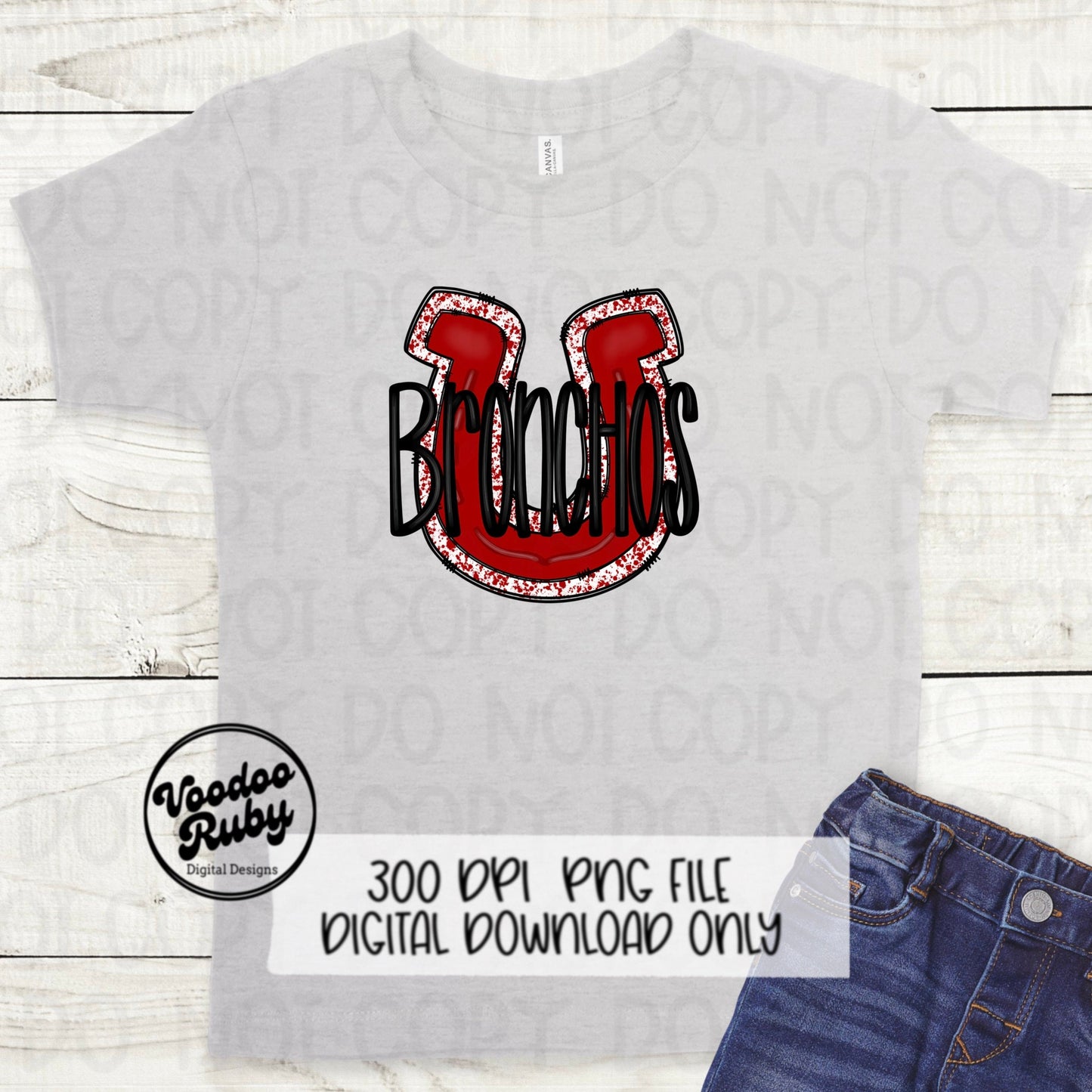 Bronchos PNG Design Sublimation Hand Drawn Digital Download Football PNG Red Bronchos Football DTF Printable