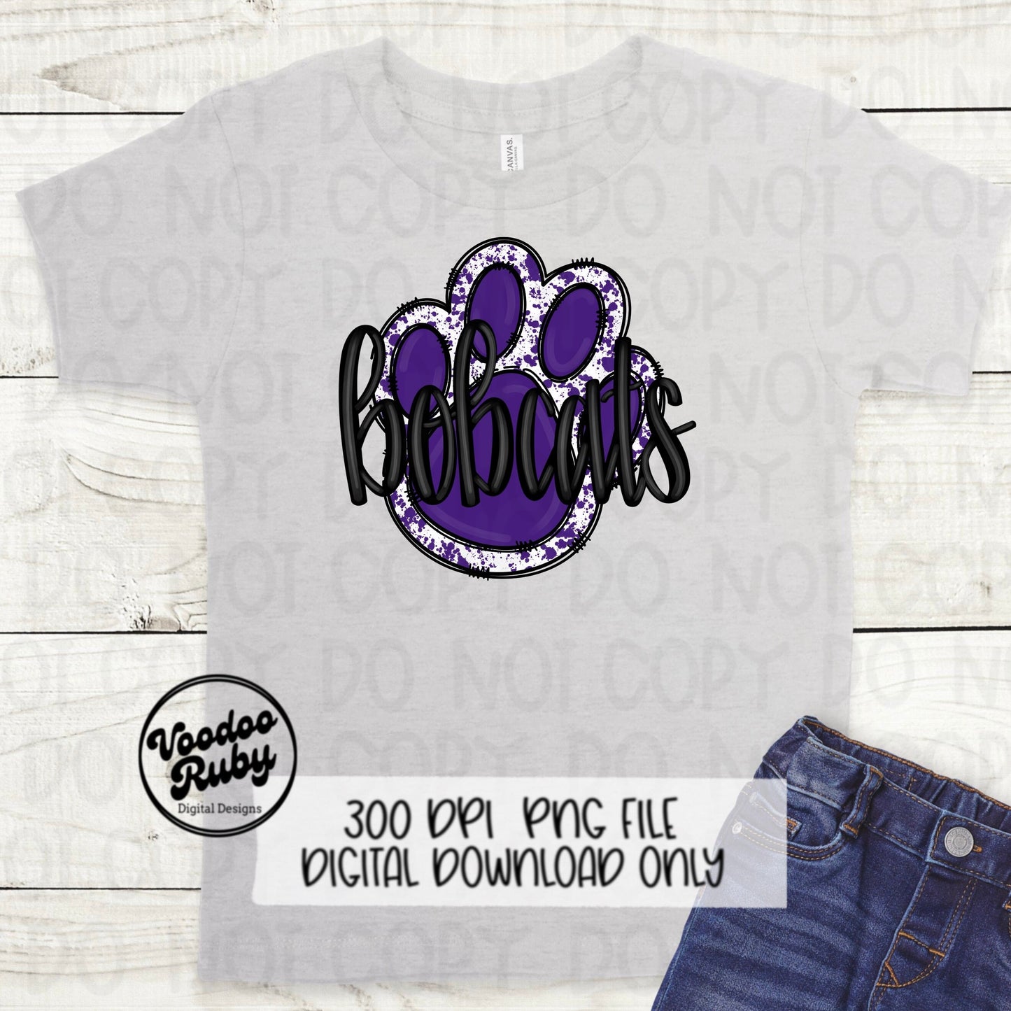 Bobcats PNG Design Purple Sublimation Hand Drawn Digital Download Football PNG Purple Bobcats Paw Football Mascot DTF Printable Clip Art