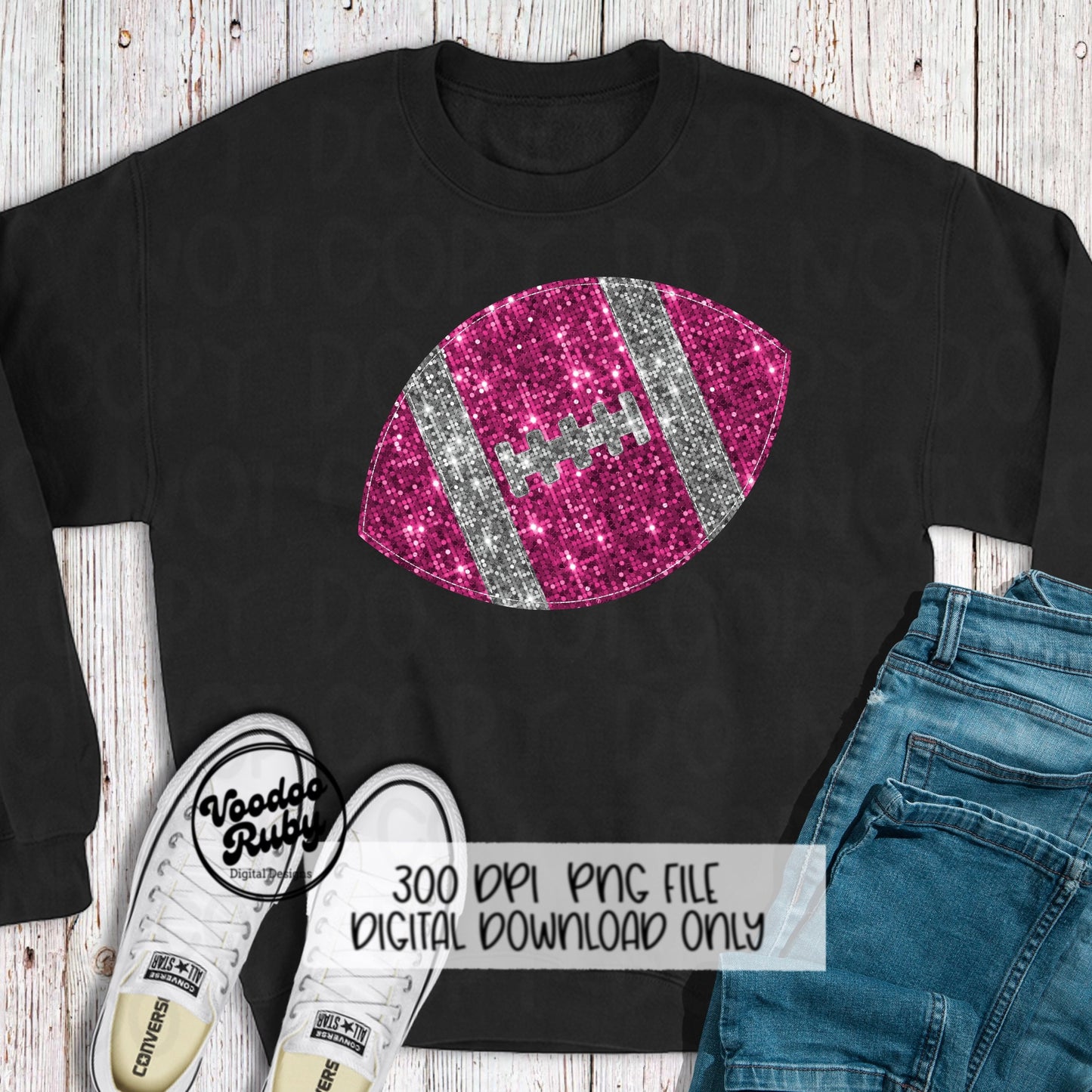Pink Glitter Football PNG: Hand Drawn Mascot Clip Art (Digital Download