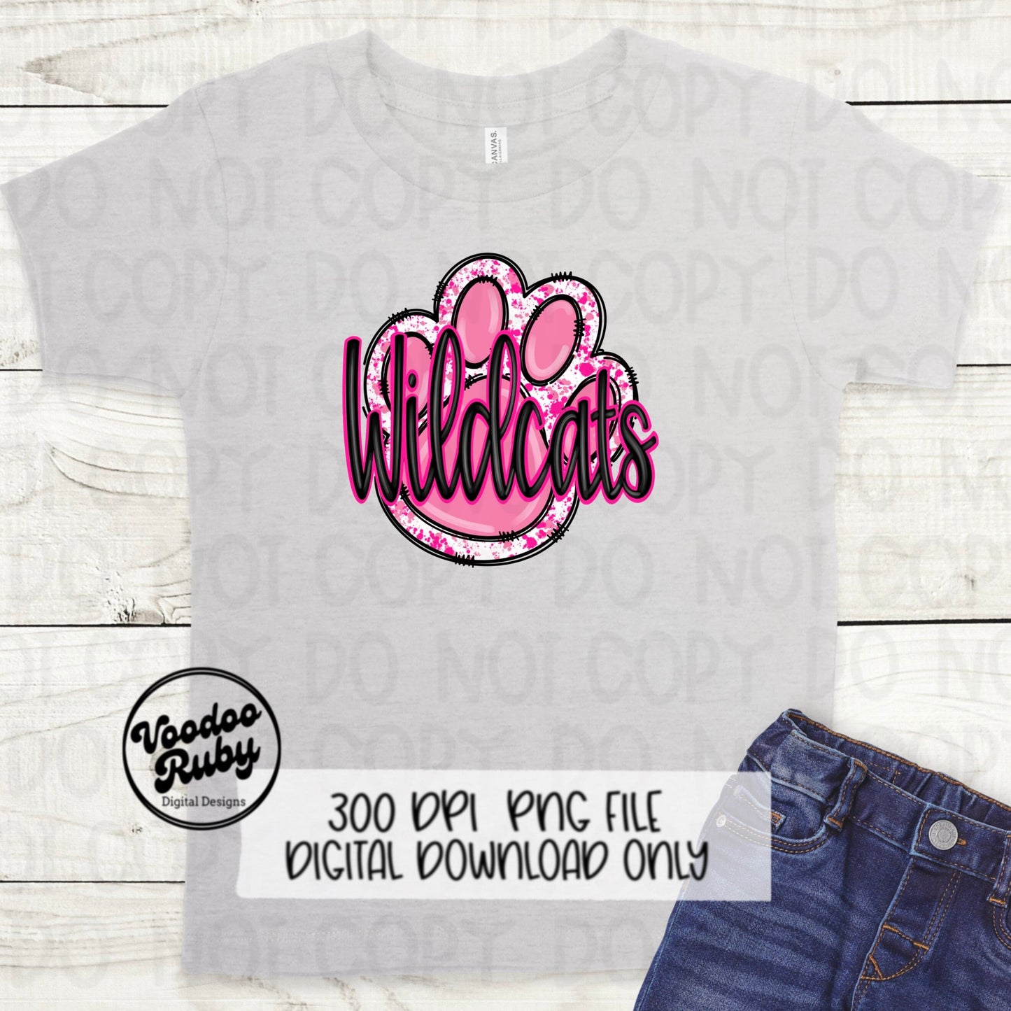 Wildcats PNG Design Hand Drawn Digital Download Football PNG Wildcats Sublimation Pink Paw Print Pink Football DTF Printable Pink October