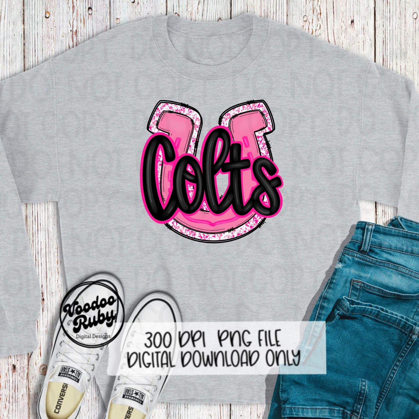Pink Colts PNG Design Sublimation Hand Drawn Digital Download Football PNG Pink Colts png Football Mascot DTF Printable Pink October