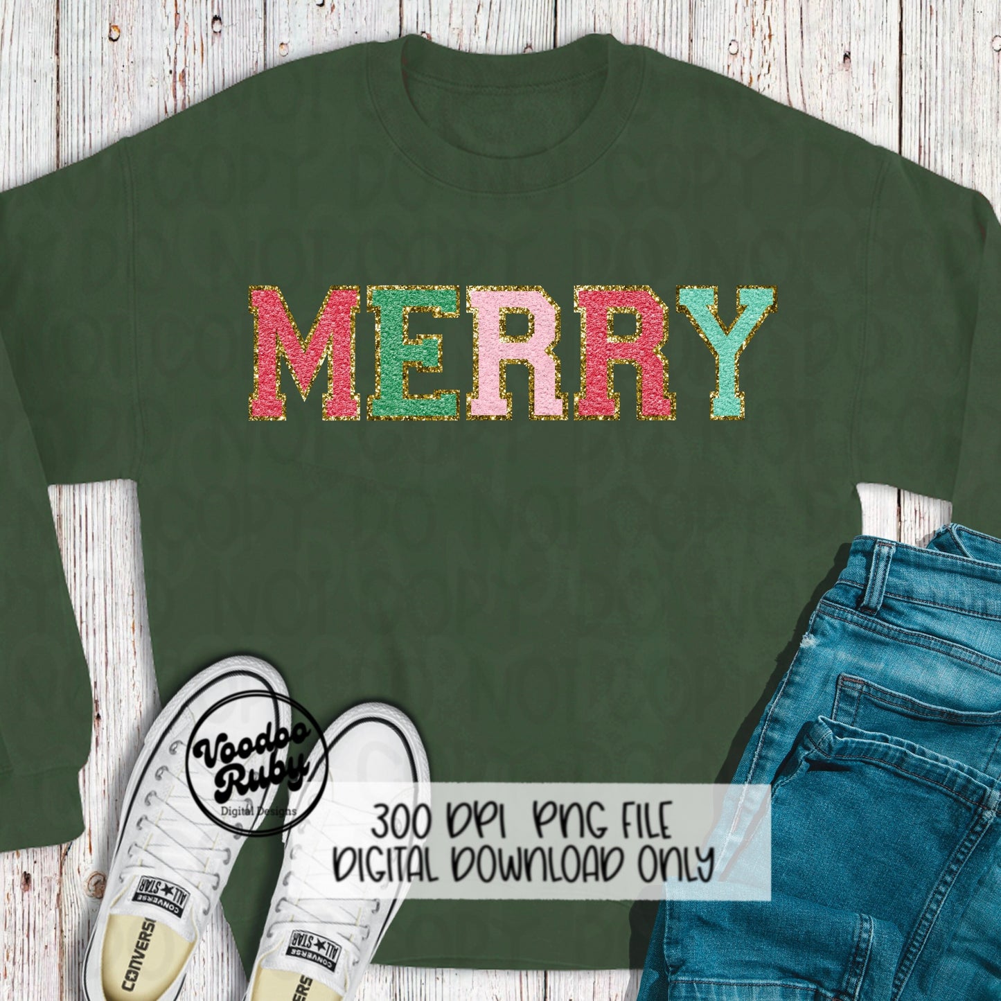 Merry PNG Design Faux Chenille Letter Patches Digital Download Christmas DTF Printable Clip Art Merry Sublimation Merry Christmas dtf