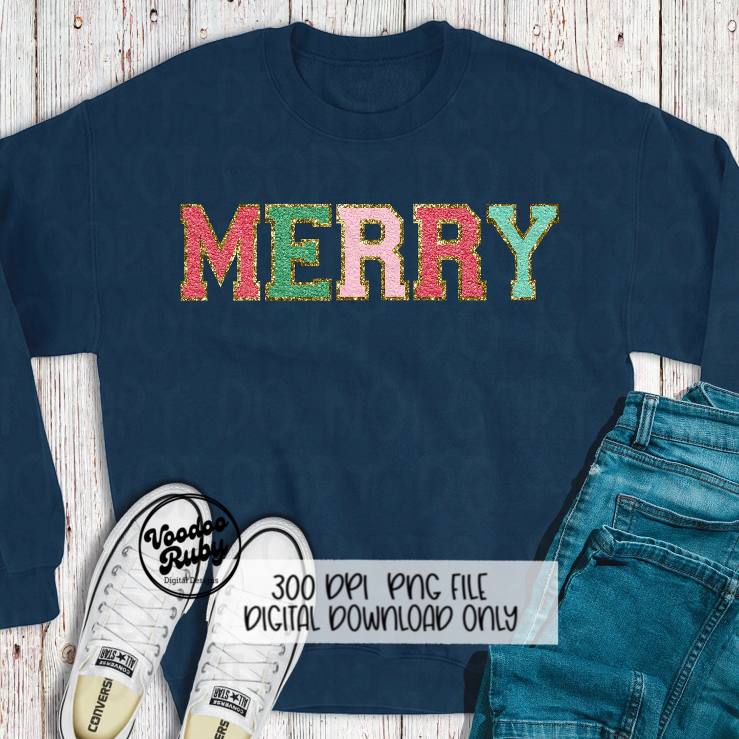 Merry PNG Design Faux Chenille Letter Patches Digital Download Christmas DTF Printable Clip Art Merry Sublimation Merry Christmas dtf