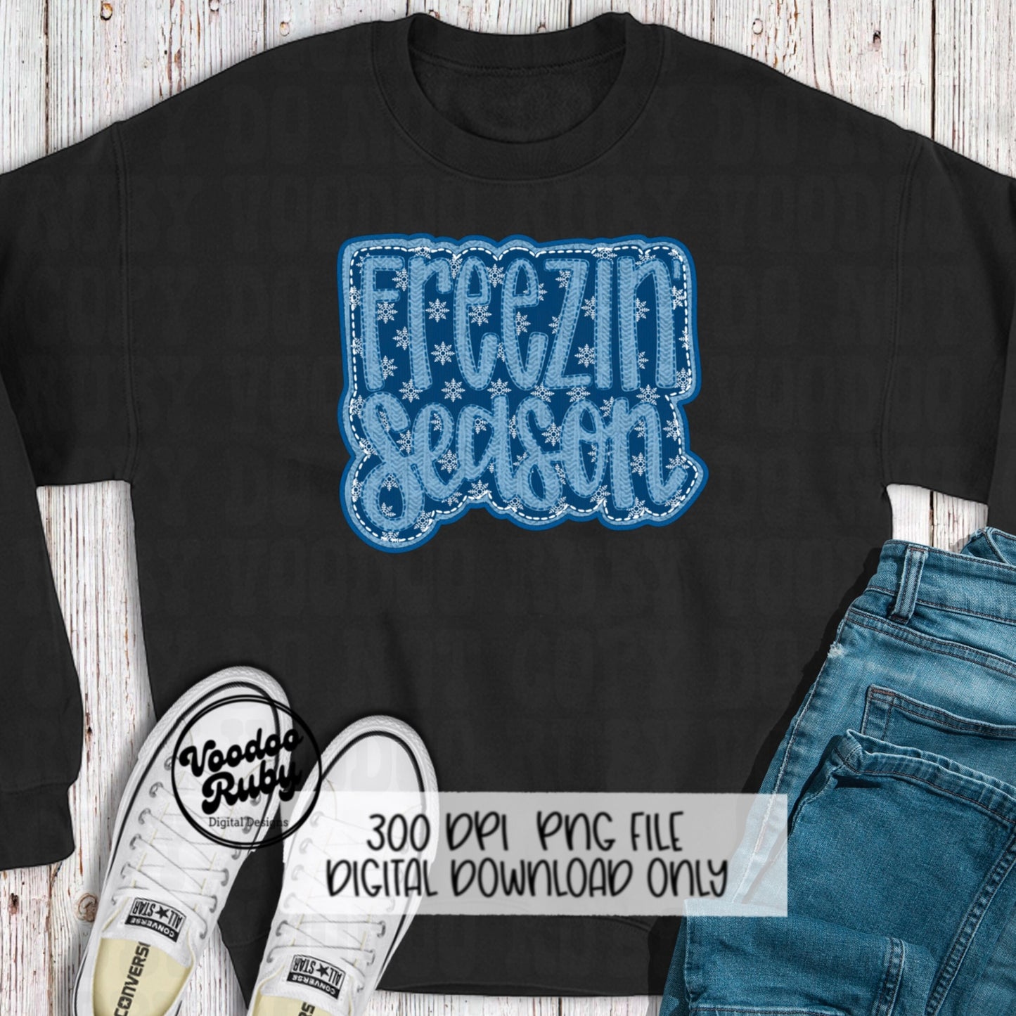 Freezin Season PNG Design Merry Christmas PNG Faux Embroidery png Freezing DTF Printable Winter Sublimation Digital Download