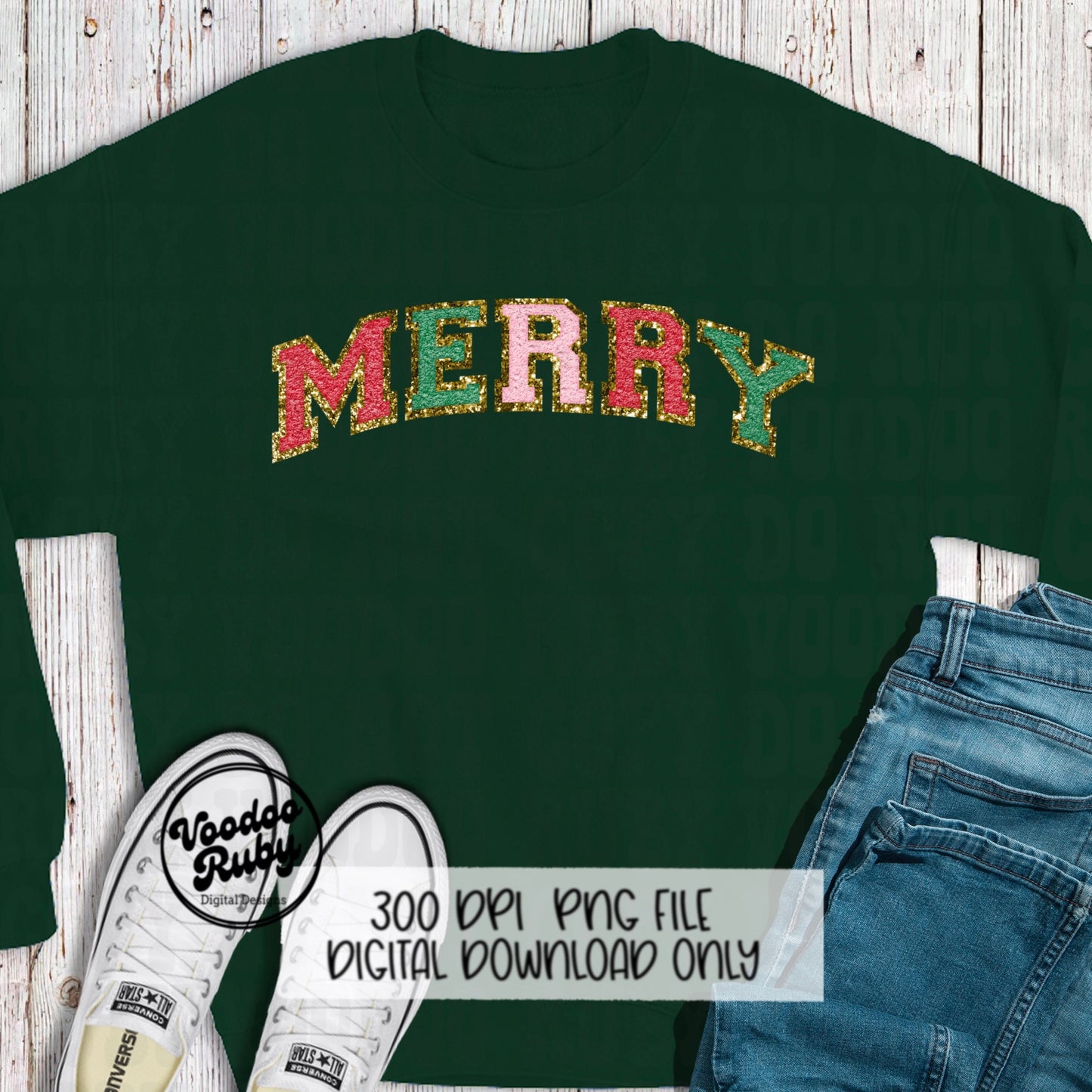 Merry PNG Design Patch Merry Christmas PNG Digital Download Faux Chenille Patch Faux Embroidery PNG Merry Christmas dtf Printable
