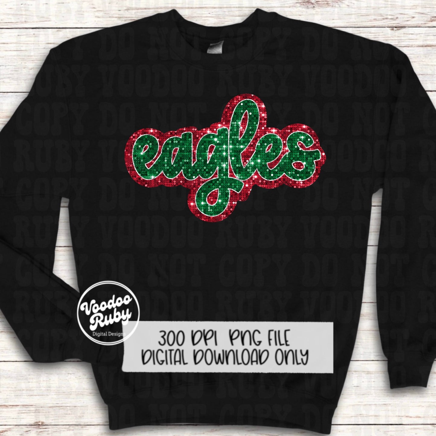 Christmas Eagles PNG Design Sublimation Sequins Hand Drawn Digital Download Faux Sequins PNG Glitter Eagles Mascot DTF Printable