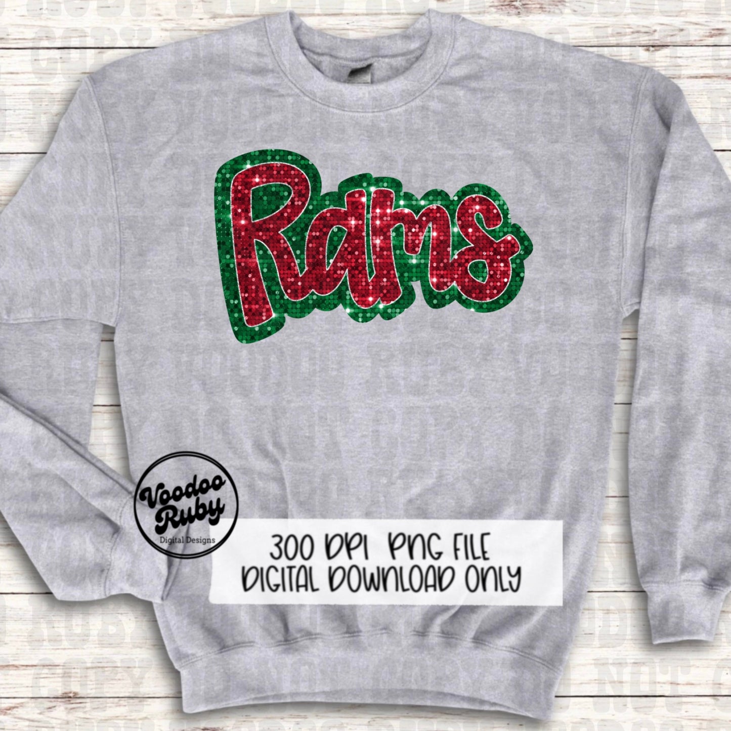 Rams PNG Design Sequins Glitter Hand Drawn Digital Download Faux Sequins PNG Christmas Rams Mascot DTF Printable
