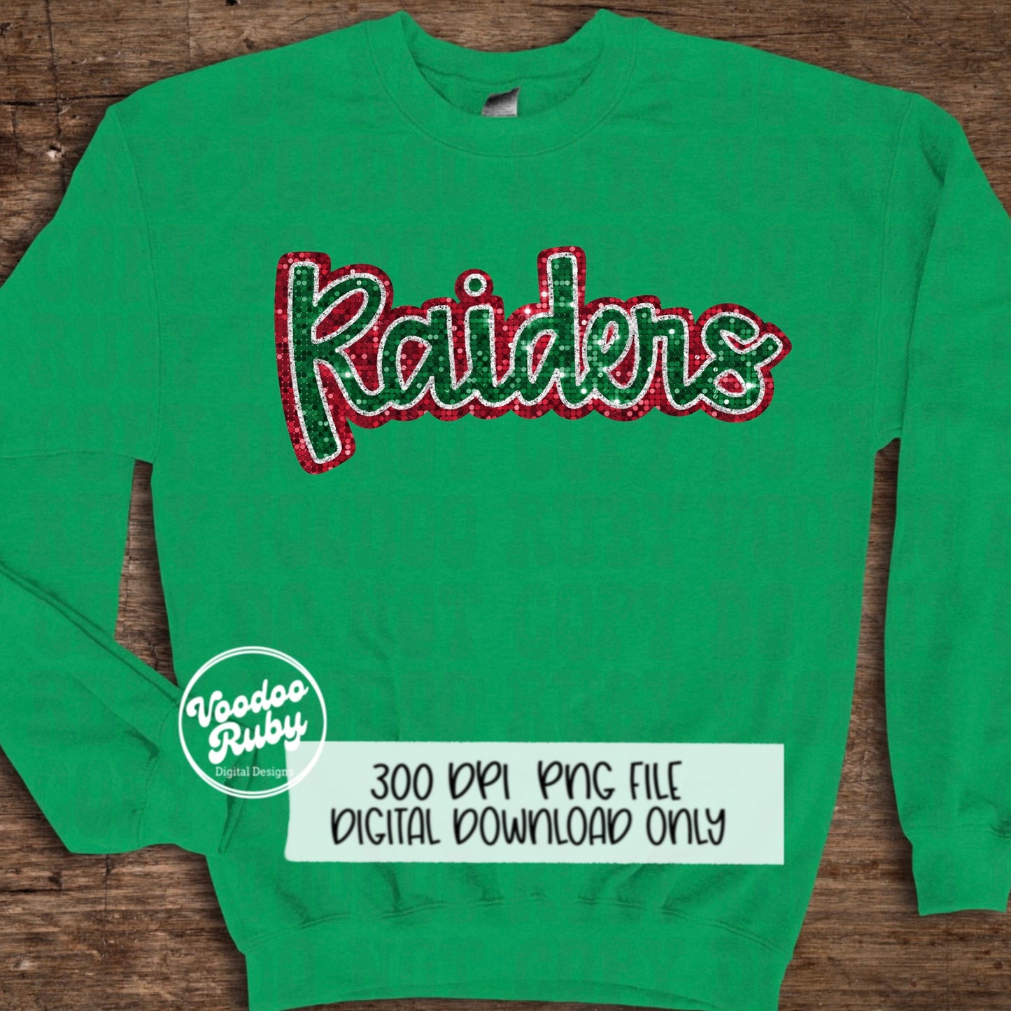 Christmas Raiders PNG Design Sublimation Sequins Hand Drawn Digital Download Glitter PNG Christmas Raiders Mascot DTF Printable