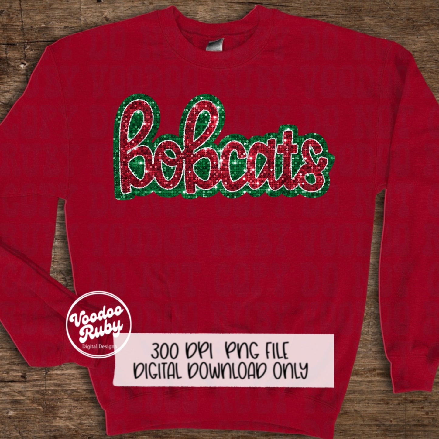 Bobcats PNG Design Sublimation Sequins Glitter Hand Drawn Digital Download Faux Sequins PNG Christmas Bobcats Mascot DTF Printable