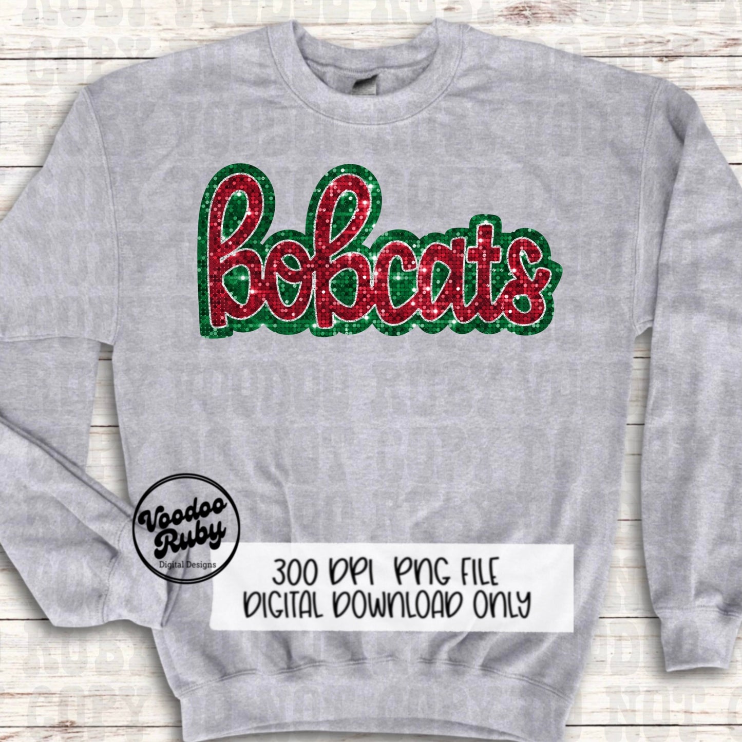 Bobcats PNG Design Sublimation Sequins Glitter Hand Drawn Digital Download Faux Sequins PNG Christmas Bobcats Mascot DTF Printable