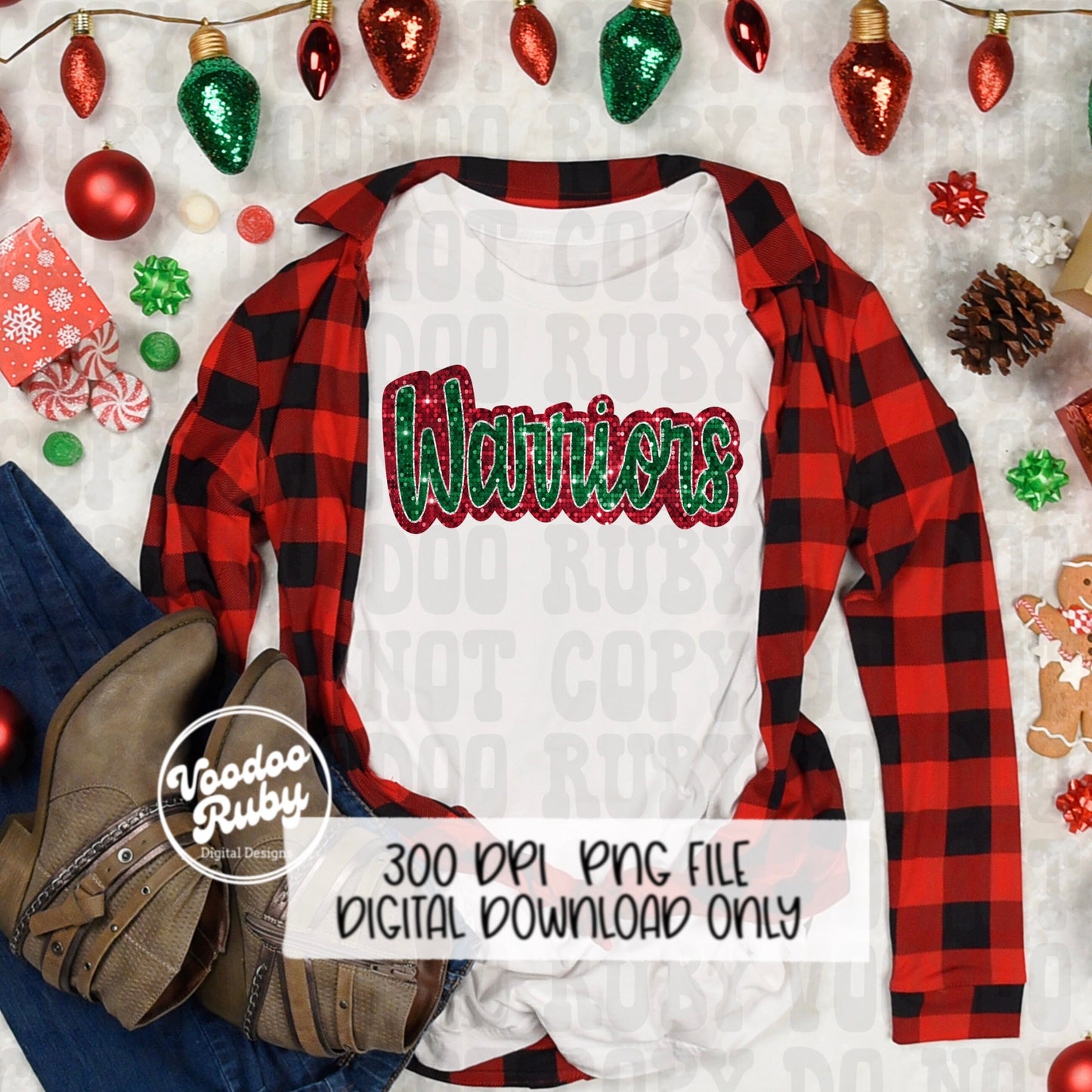 Warriors PNG Design Sublimation Sequins Glitter Hand Drawn Digital Download Faux Sequins PNG Christmas Warriors Mascot DTF Printable