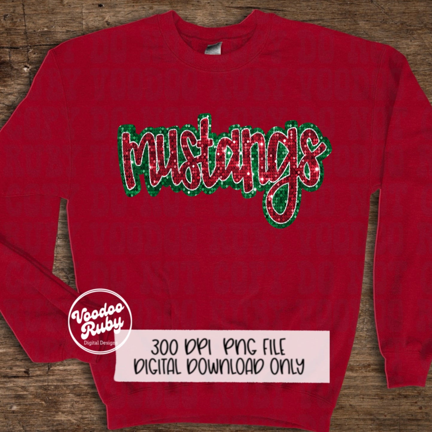Christmas Mustangs PNG Design Sublimation Sequins Hand Drawn Digital Download Faux Sequins PNG Glitter Mustangs Mascot DTF Printable