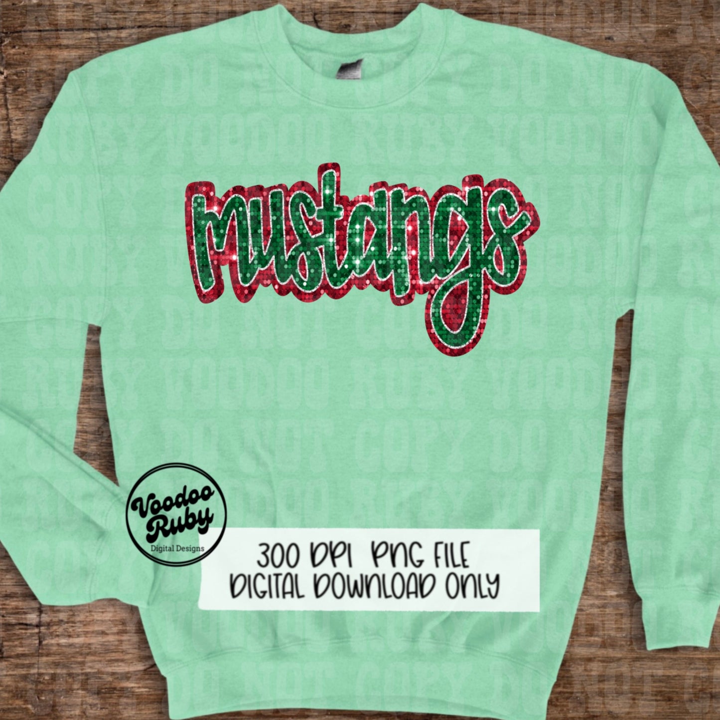 Christmas Mustangs PNG Design Sublimation Sequins Hand Drawn Digital Download Faux Sequins PNG Glitter Mustangs Mascot DTF Printable
