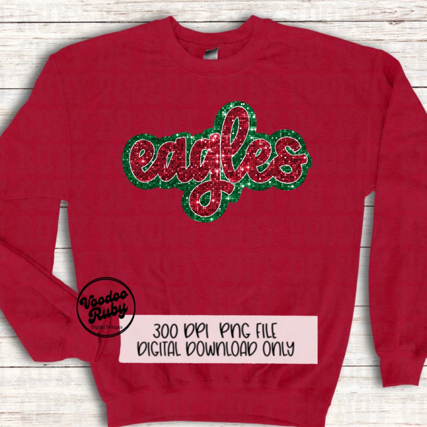 Christmas Eagles PNG Design Sublimation Sequins Hand Drawn Digital Download Faux Sequins PNG Glitter Eagles Mascot DTF Printable