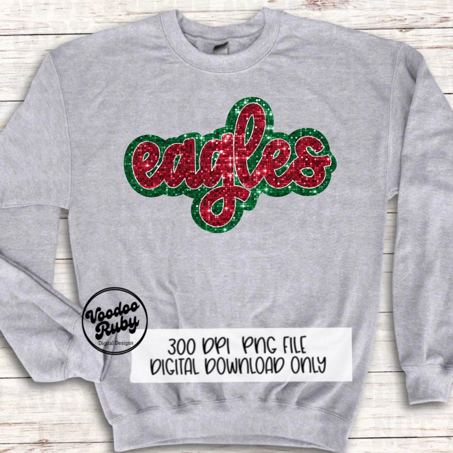 Christmas Eagles PNG Design Sublimation Sequins Hand Drawn Digital Download Faux Sequins PNG Glitter Eagles Mascot DTF Printable