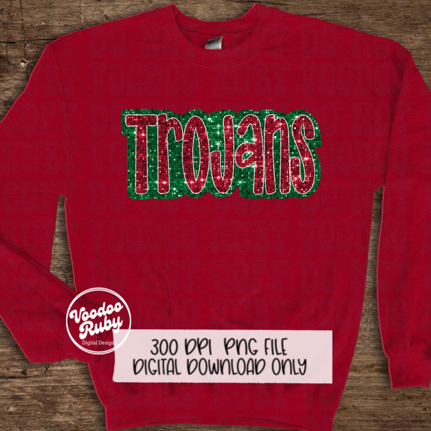 Christmas Trojans PNG Design Sublimation Sequin Hand Drawn Digital Download Glitter PNG Christmas Trojans Mascot DTF Printable