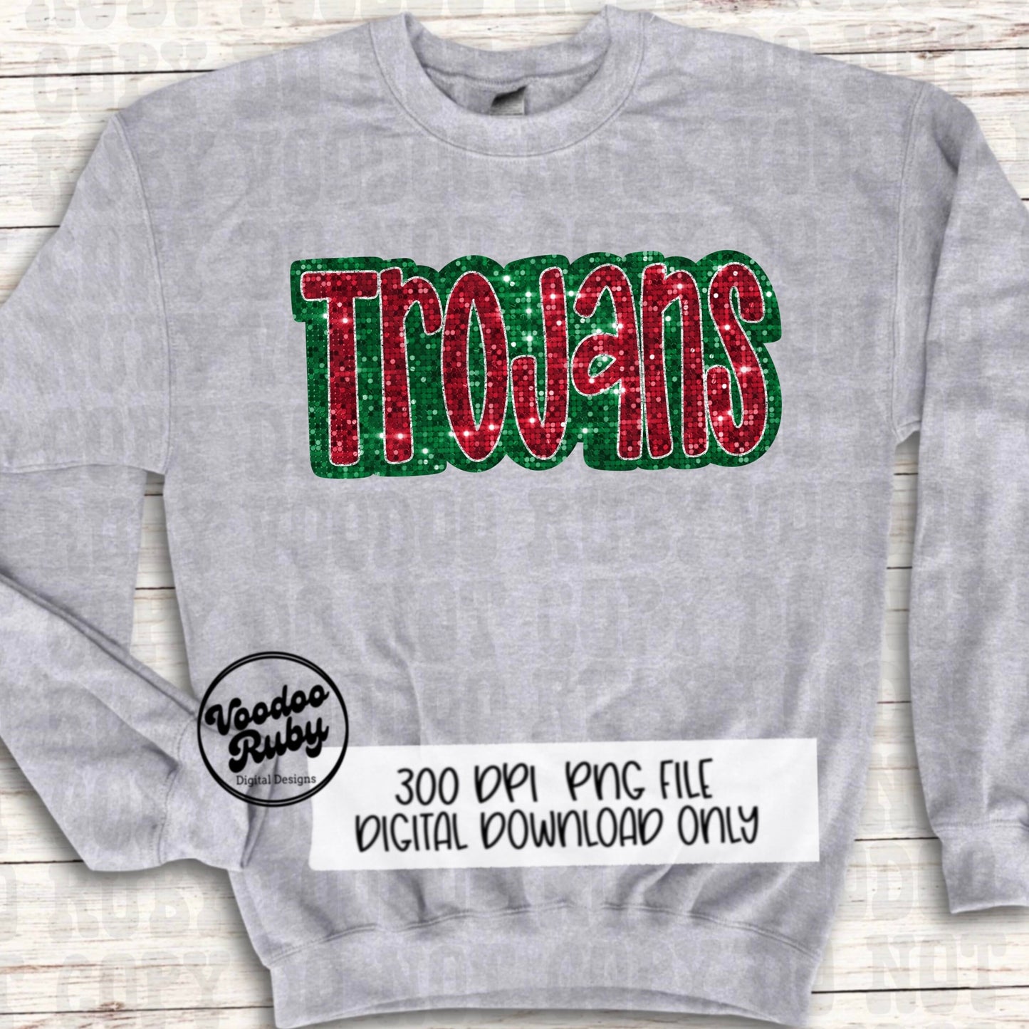 Christmas Trojans PNG Design Sublimation Sequin Hand Drawn Digital Download Glitter PNG Christmas Trojans Mascot DTF Printable