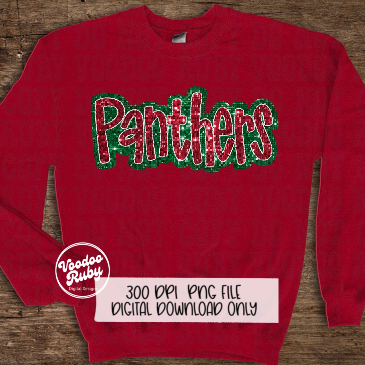 Christmas Panthers PNG Design Sublimation Sequin Hand Drawn Digital Download Glitter PNG Christmas Panthers Mascot DTF Printable