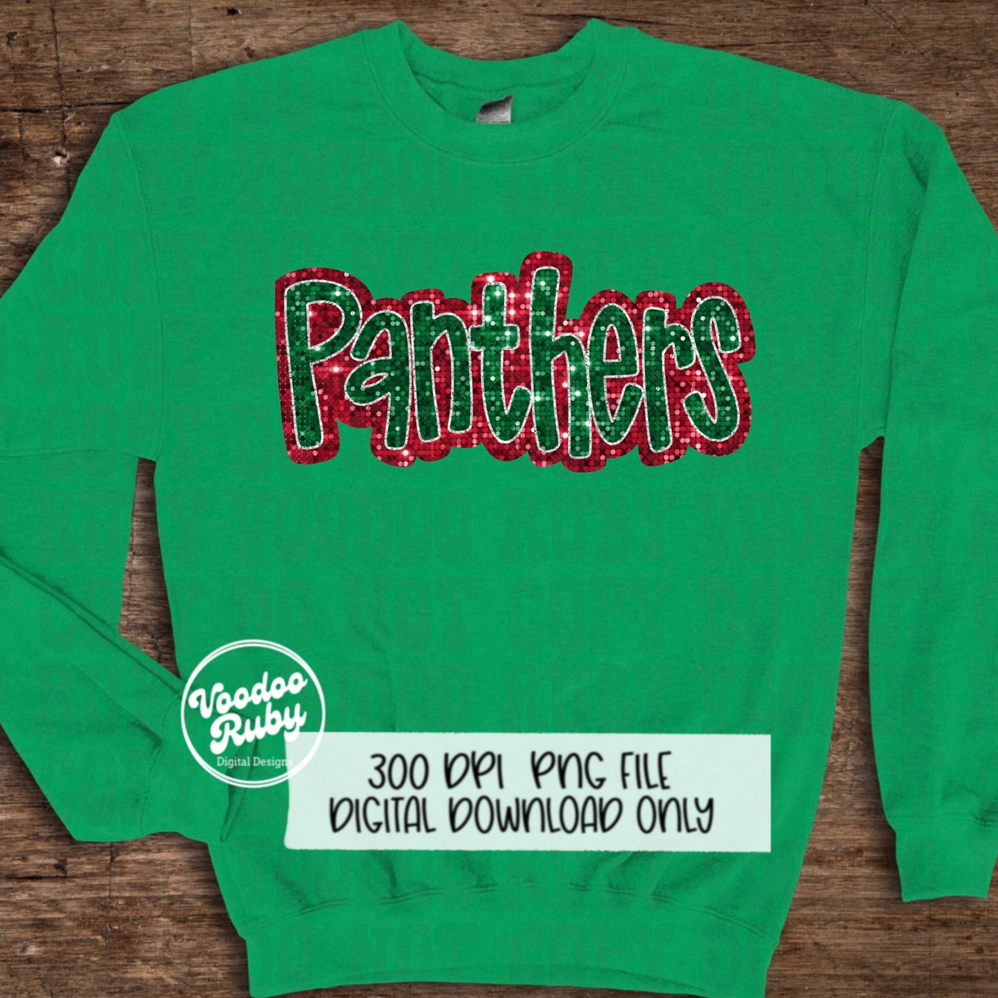 Christmas Panthers PNG Design Sublimation Sequin Hand Drawn Digital Download Glitter PNG Christmas Panthers Mascot DTF Printable