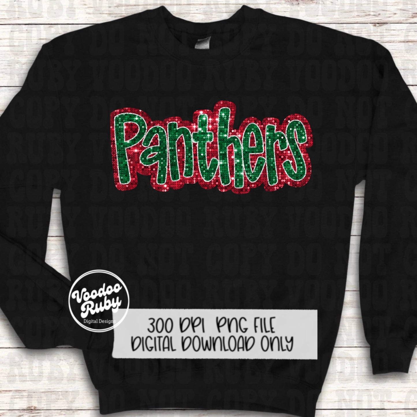 Christmas Panthers PNG Design Sublimation Sequin Hand Drawn Digital Download Glitter PNG Christmas Panthers Mascot DTF Printable