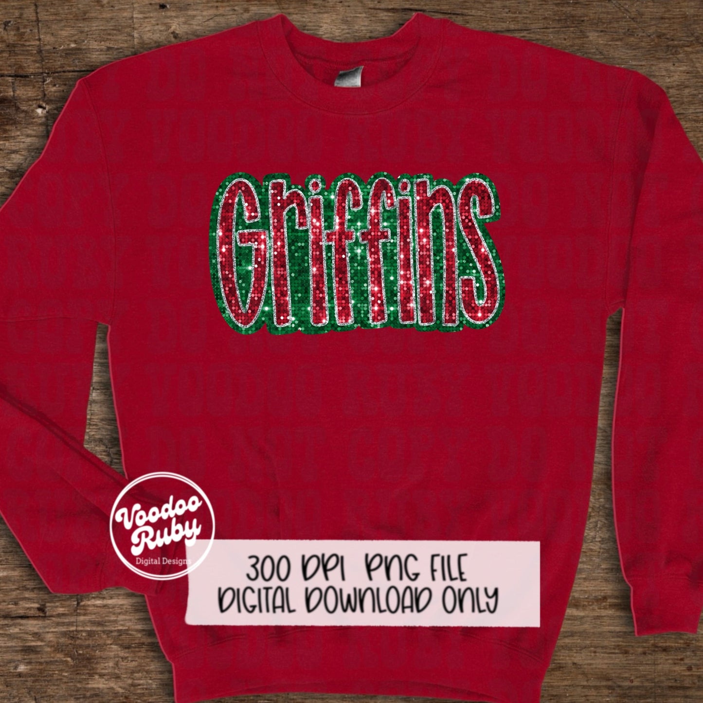 Christmas Griffins PNG Design Sublimation Sequin Hand Drawn Digital Download Glitter PNG Christmas Griffins Mascot DTF Printable