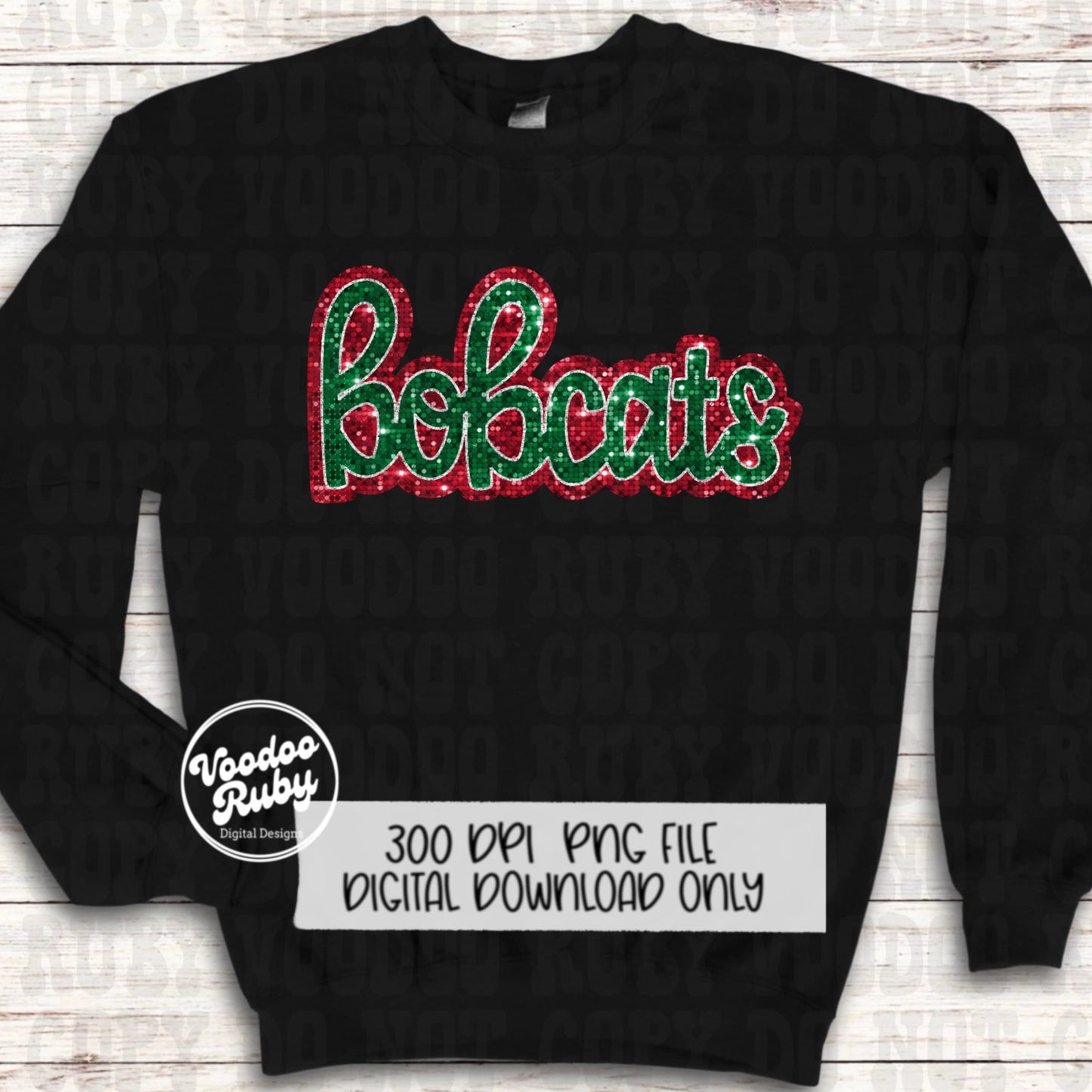 Bobcats PNG Design Sublimation Sequins Glitter Hand Drawn Digital Download Faux Sequins PNG Christmas Bobcats Mascot DTF Printable