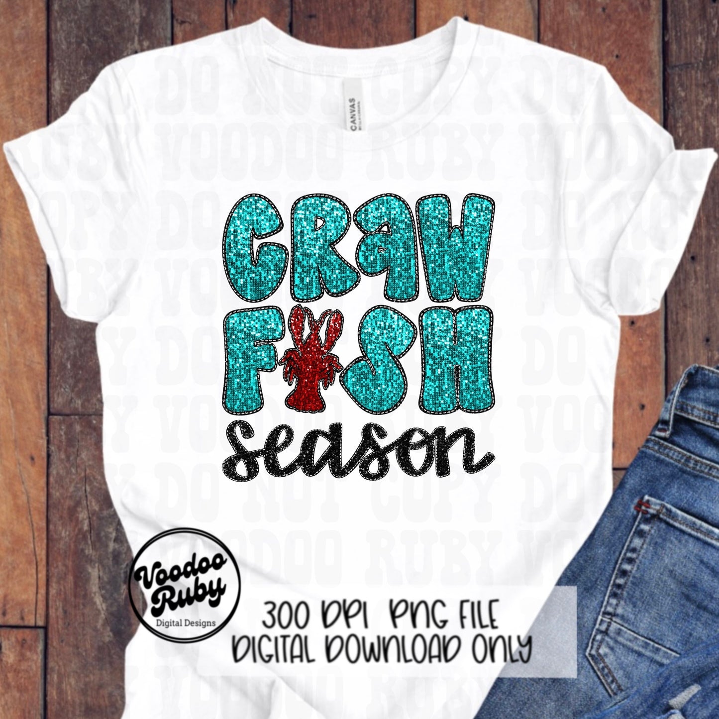 Crawfish PNG Design Sequin Crawfish Season Sublimation Digital Download Faux Embroidery PNG Louisiana DTF Printable Cajun Shirt Design png