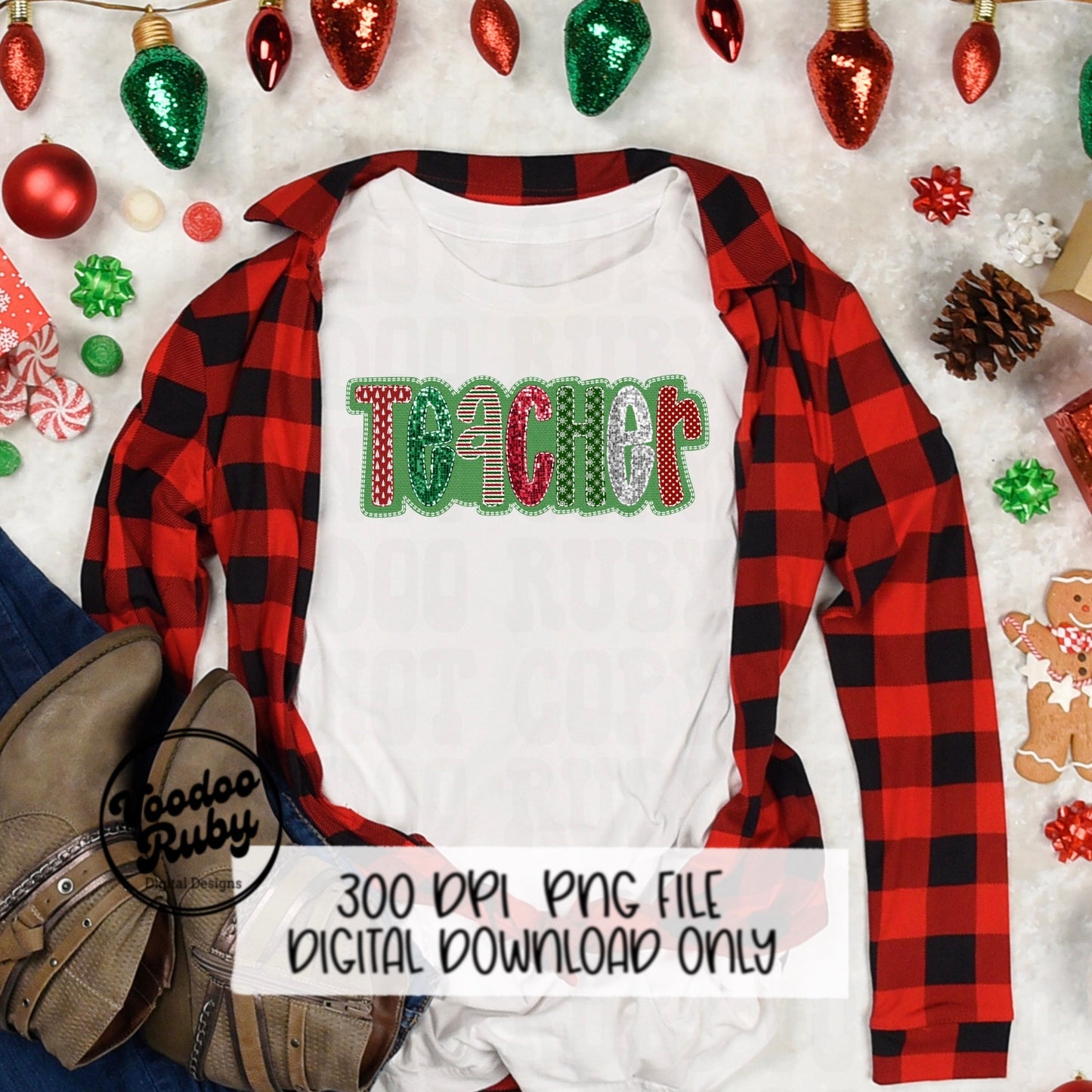 Christmas Teacher Sequin PNG Design Sublimation Digital Download Merry Christmas PNG Faux Sequins Faux Embroidery png Teacher DTF Printable