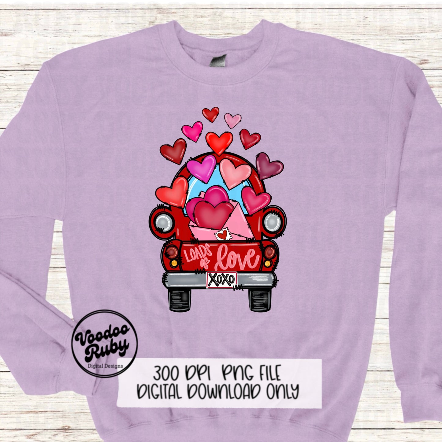 Valentine’s Day Truck PNG Design Sublimation Hand Drawn Digital Download Printable Art Valentine's Day Hearts PNG Western PNG Loved