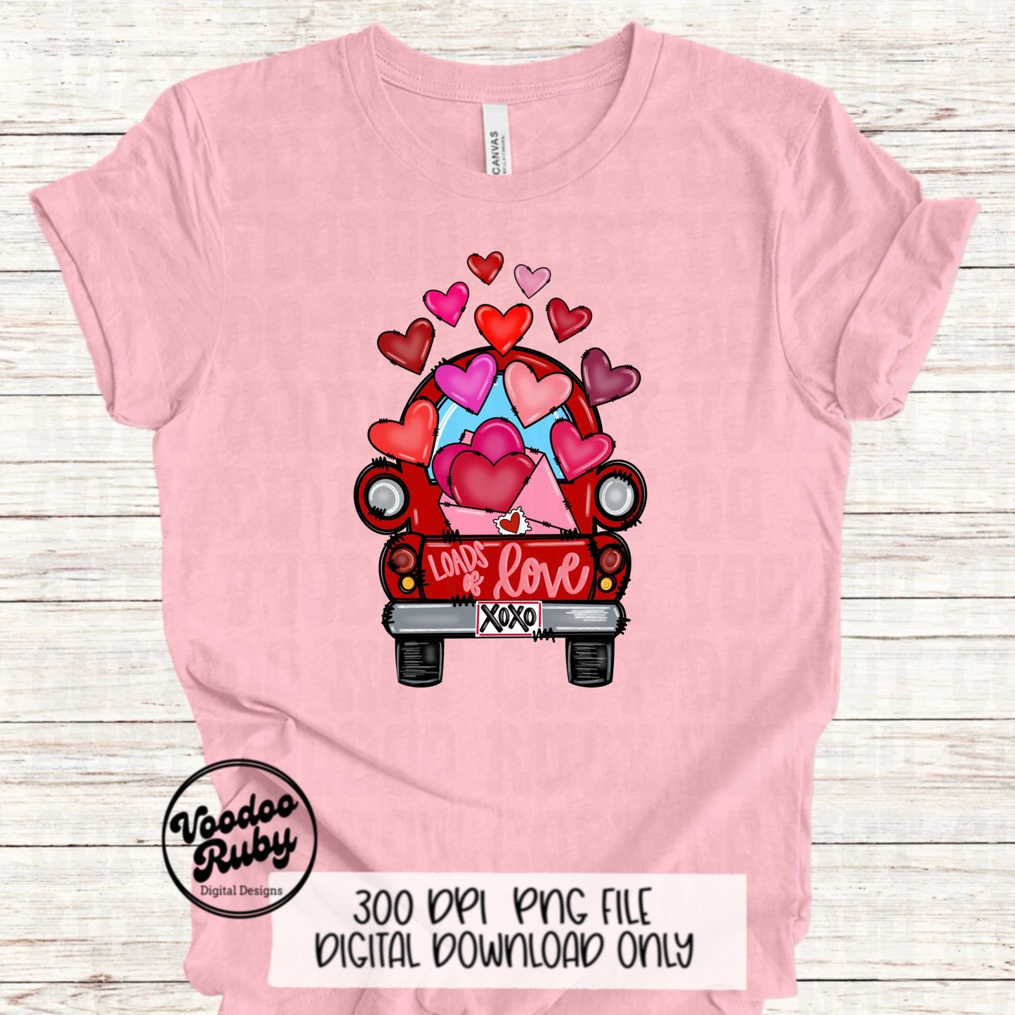 Valentine’s Day Truck PNG Design Sublimation Hand Drawn Digital Download Printable Art Valentine's Day Hearts PNG Western PNG Loved