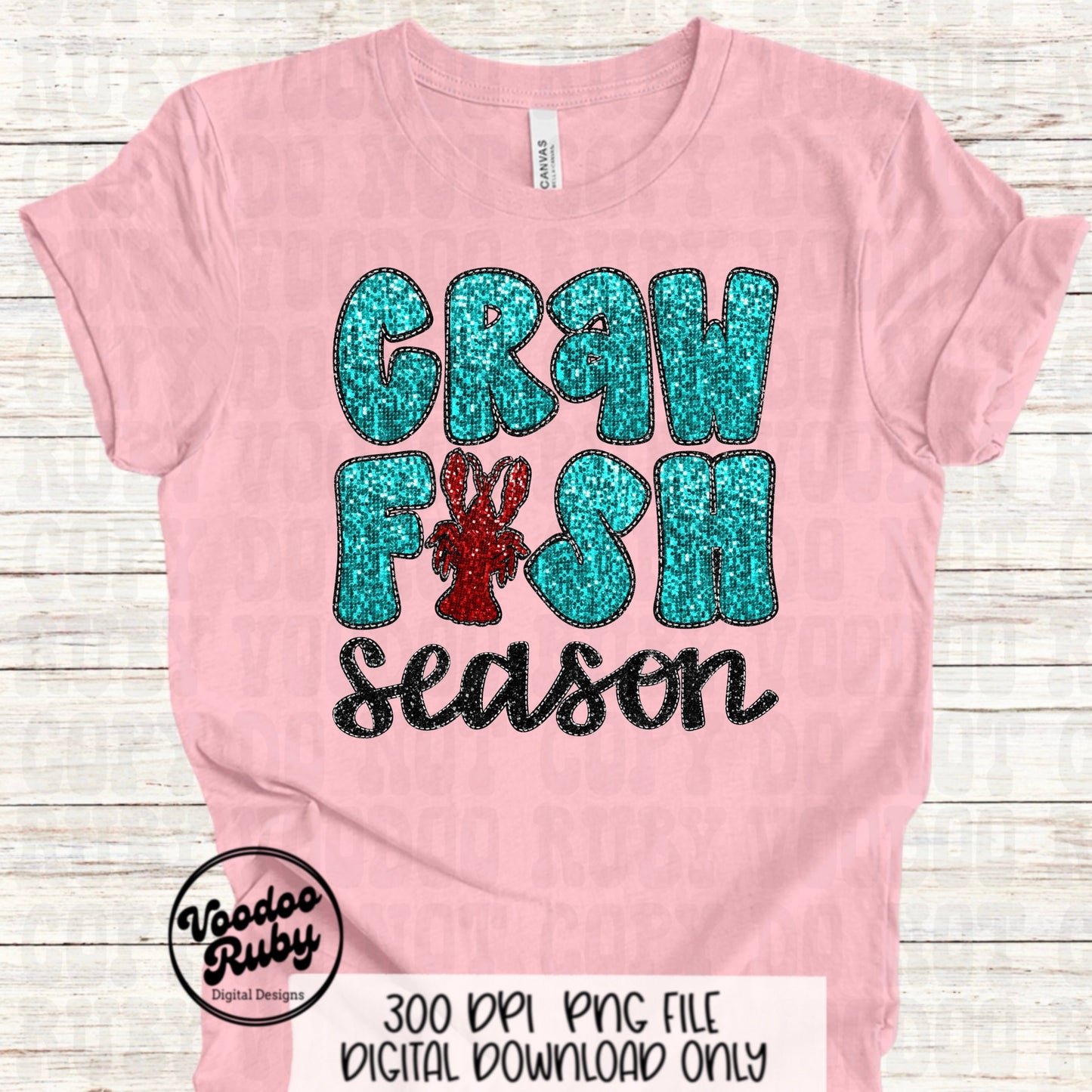 Crawfish PNG Design Sequin Crawfish Season Sublimation Digital Download Faux Embroidery PNG Louisiana DTF Printable Cajun Shirt Design png