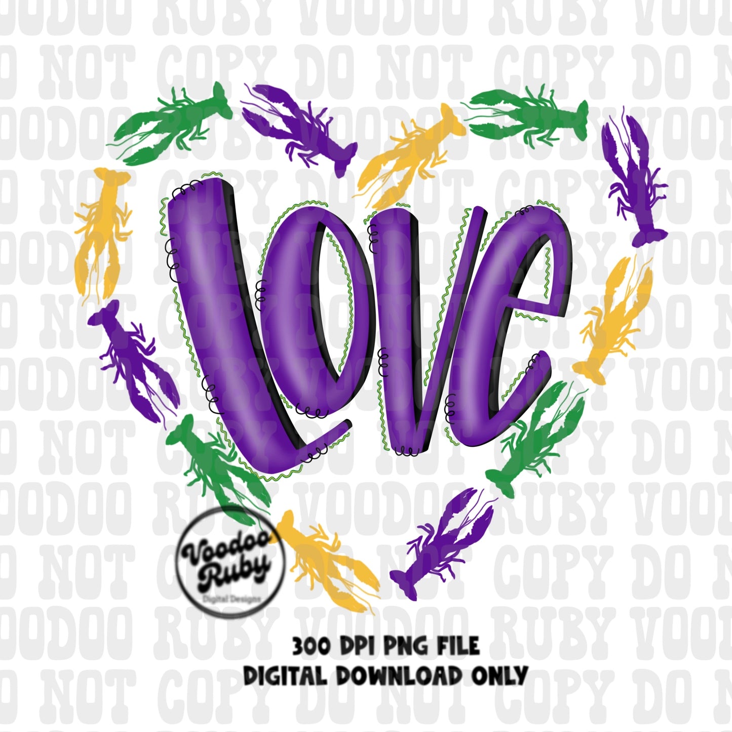 Crawfish Mardi Gras PNG Design Digital Download Sublimation Love Crawfish PNG Mardi Gras DTF Printable Clip