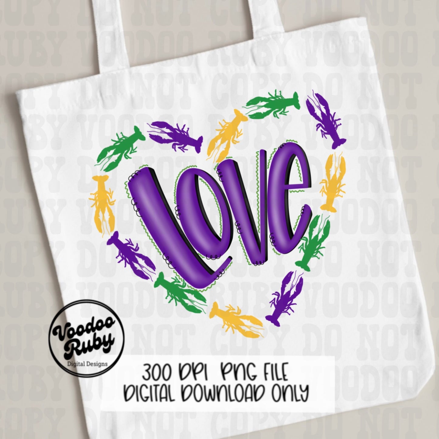 Crawfish Mardi Gras PNG Design Digital Download Sublimation Love Crawfish PNG Mardi Gras DTF Printable Clip