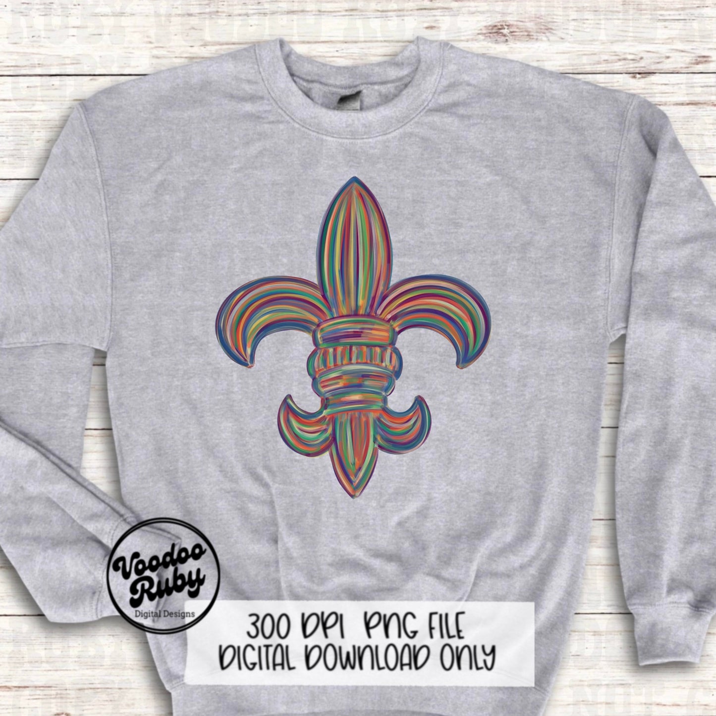 Louisiana PNG Fleur de Lis Design Mardi Gras PNG Hand Drawn Digital Download Hand Painted Louisiana Fleur de lis DTF Printable Cajun