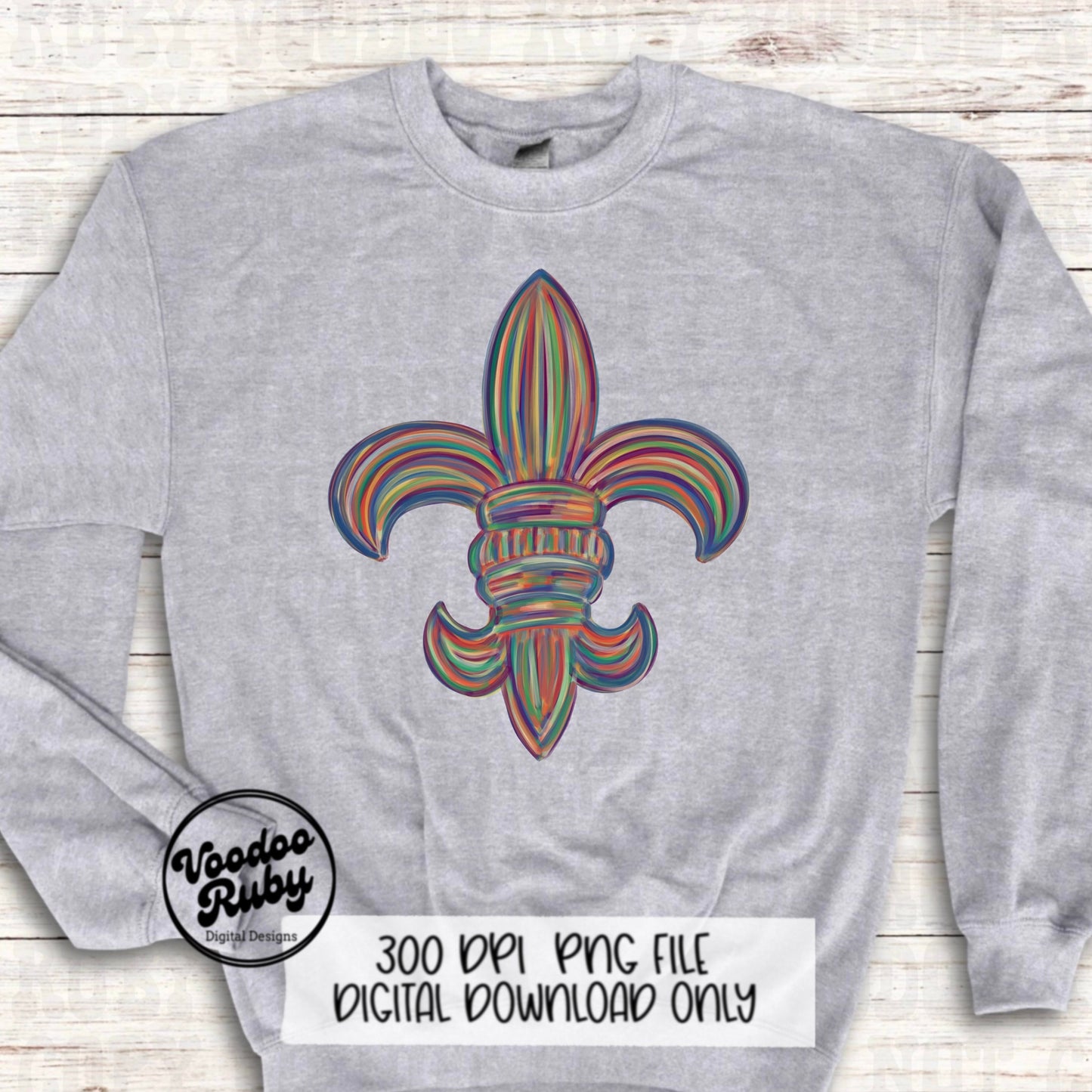 Louisiana PNG Fleur de Lis Design Mardi Gras PNG Hand Drawn Digital Download Hand Painted Louisiana Fleur de lis DTF Printable Cajun