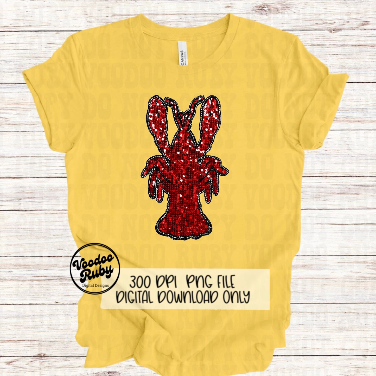 Sequin Crawfish PNG: Hand-Drawn Louisiana Crawfish Boil Design (Digital Download