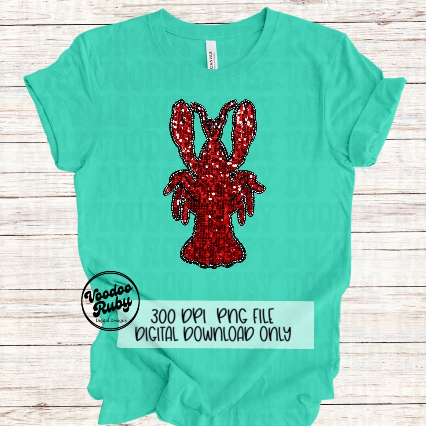 Sequin Crawfish PNG: Hand-Drawn Louisiana Crawfish Boil Design (Digital Download
