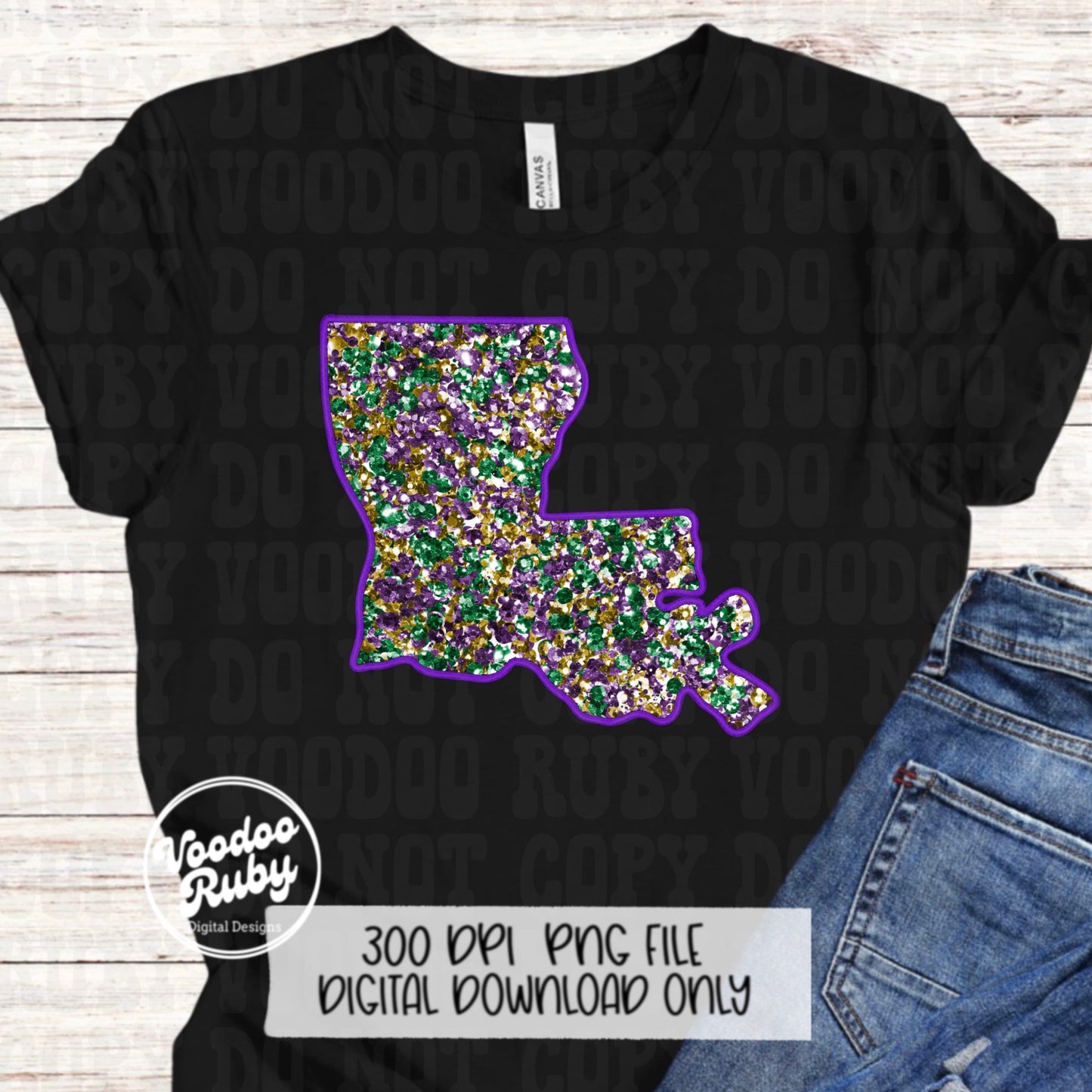 Glitter Mardi Gras Crawfish PNG: Faux Embroidered Louisiana Design (Digital Download