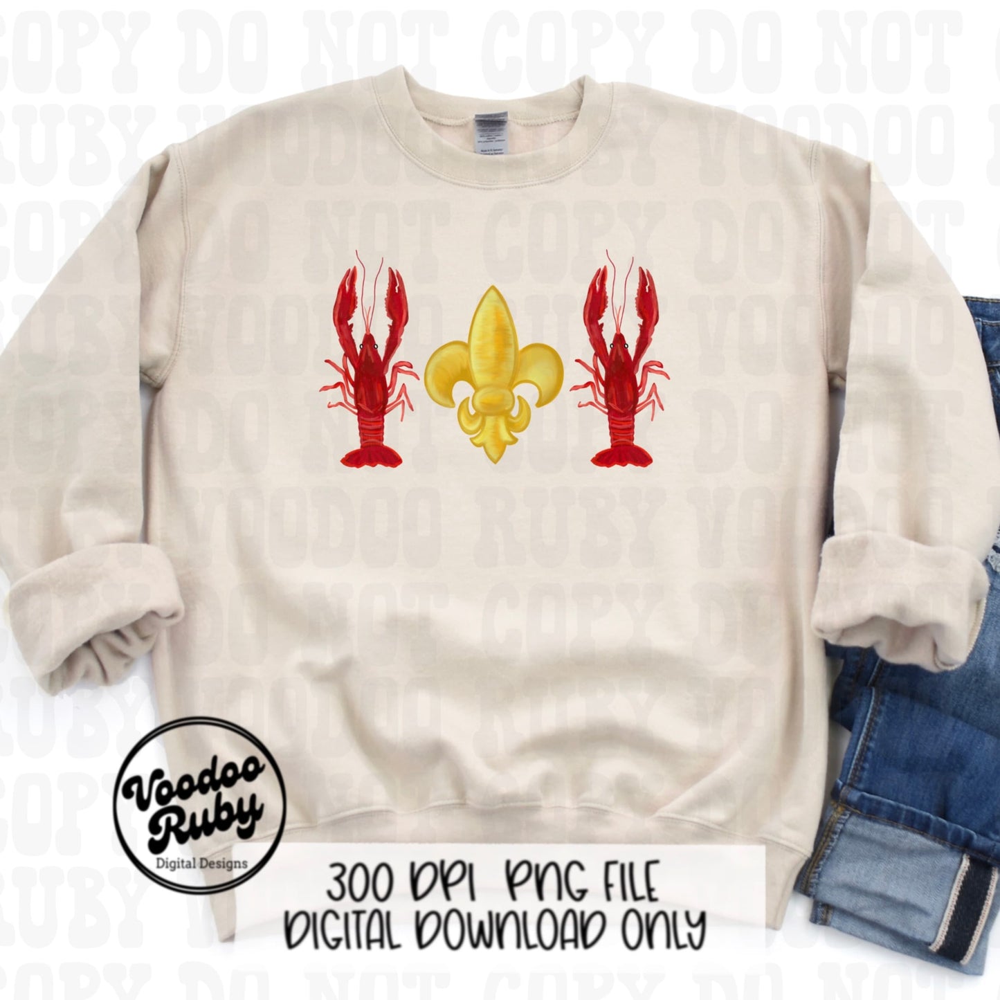 Louisiana PNG Crawfish Fleur de Lis Hand Drawn Design Crawfish Boil Sublimation Cajun PNG Digital Download Mardi Gras Png Crawfish Dtf