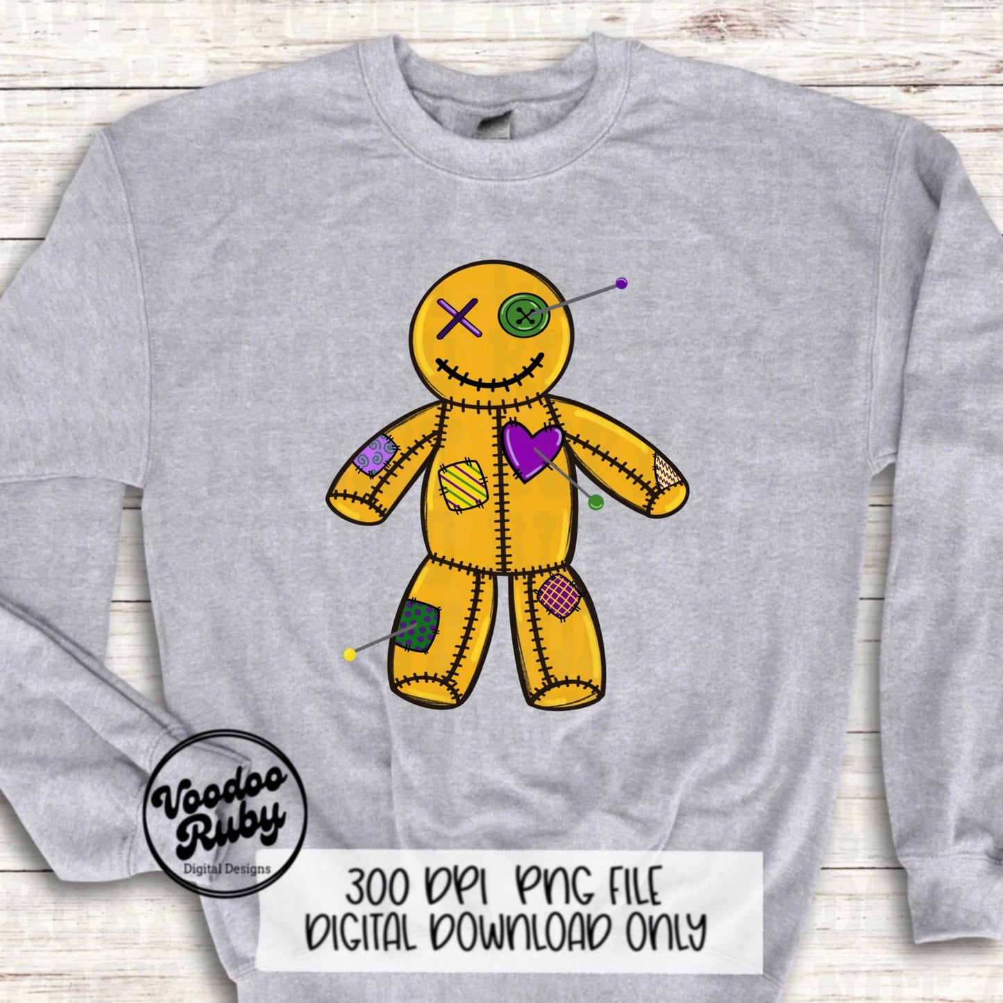 Mardi Gras Voodoo Doll PNG Design Hand Drawn Digital Download Mardi Gras Sublimation Voodoo Doll DTF Printable Mardi Gras Clip Art