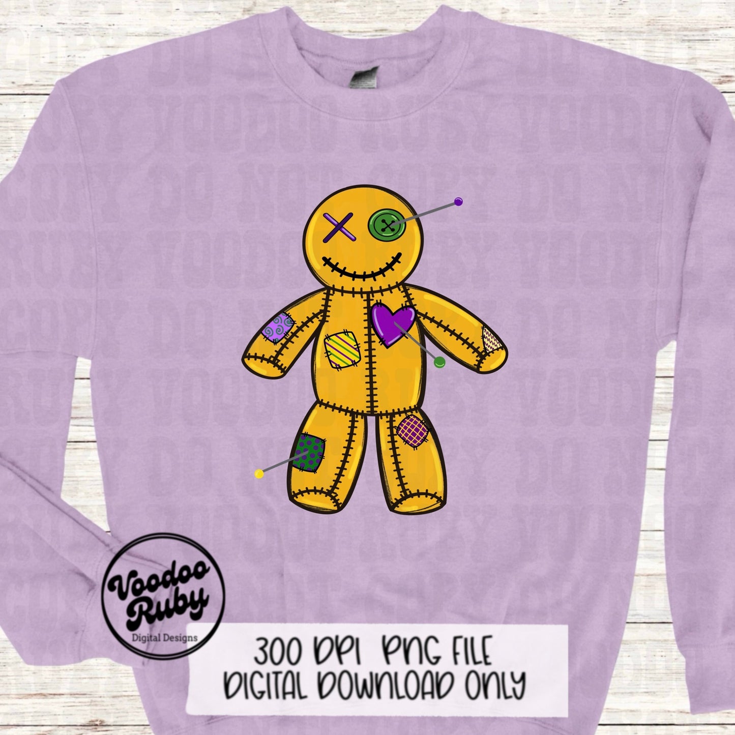 Mardi Gras Voodoo Doll PNG Design Hand Drawn Digital Download Mardi Gras Sublimation Voodoo Doll DTF Printable Mardi Gras Clip Art