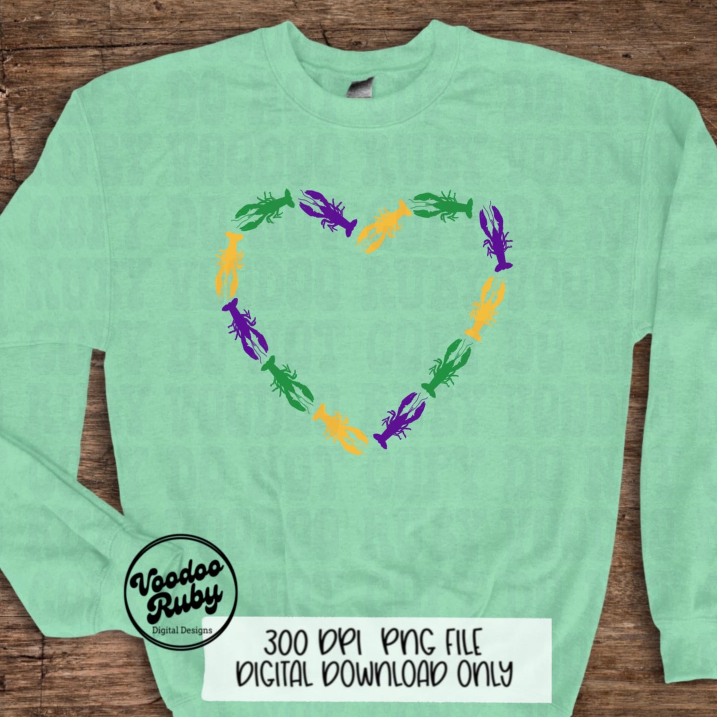 Mardi Gras PNG Design Crawfish PNG Hand Drawn Digital Download Love Mardi Gras png Louisiana png DTF Printable Purple Green Gold Mardi Gras
