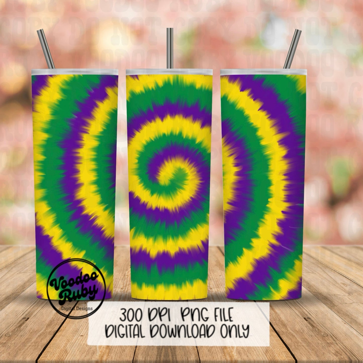 Mardi Gras Tie Dye PNG: Hand Drawn Sublimation Design (Digital Download)