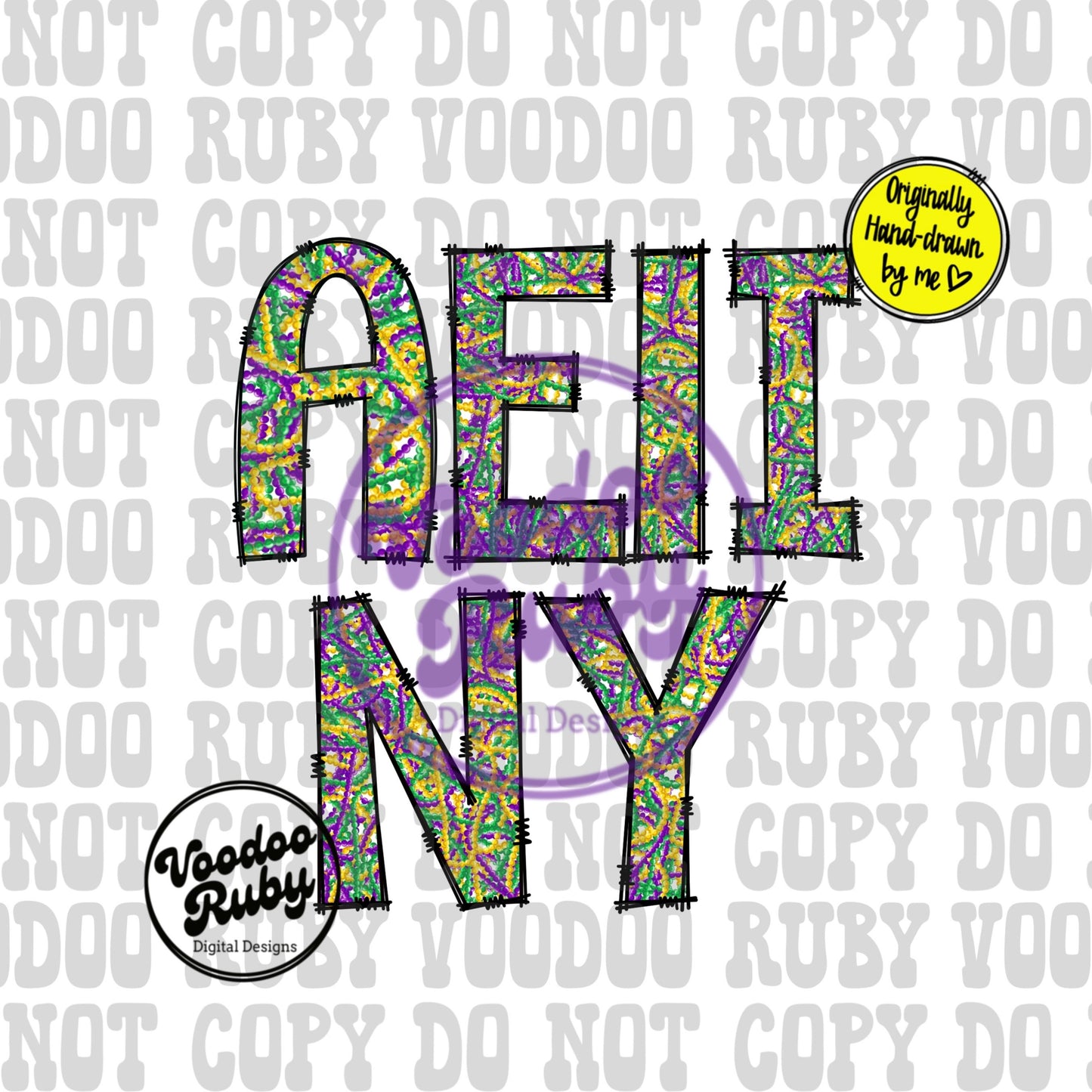 Mardi Gras PNG Doodle Letters Louisiana Alphabet PNG Hand Drawn Sublimation Alphabet Mardi Gras Alpha Pack Digital Download DTF Printable