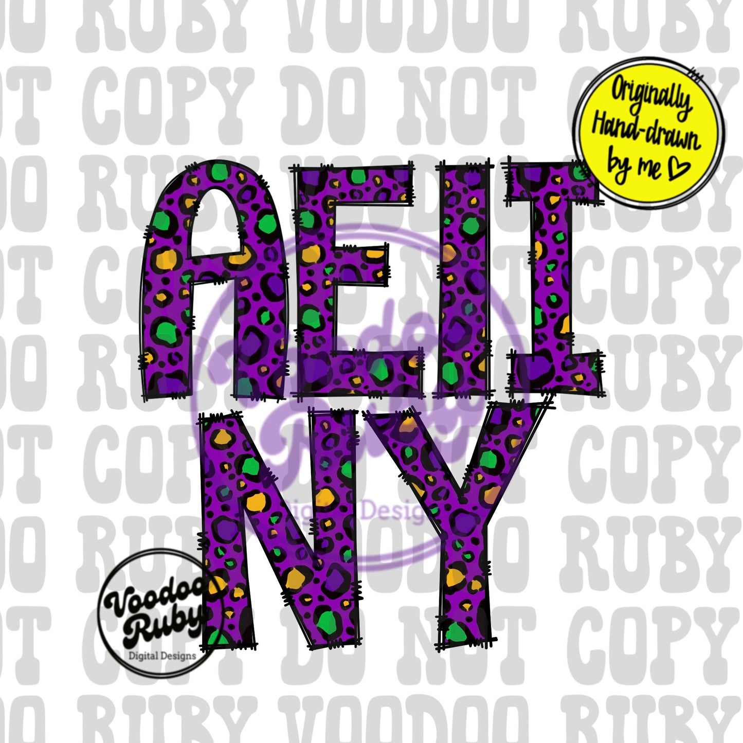 Mardi Gras Doodle Letters Sublimation Alphabet| Leopard | PNG Doodle Letters Design | Hand Drawn Alphabet | Alpha Pack Digital Download