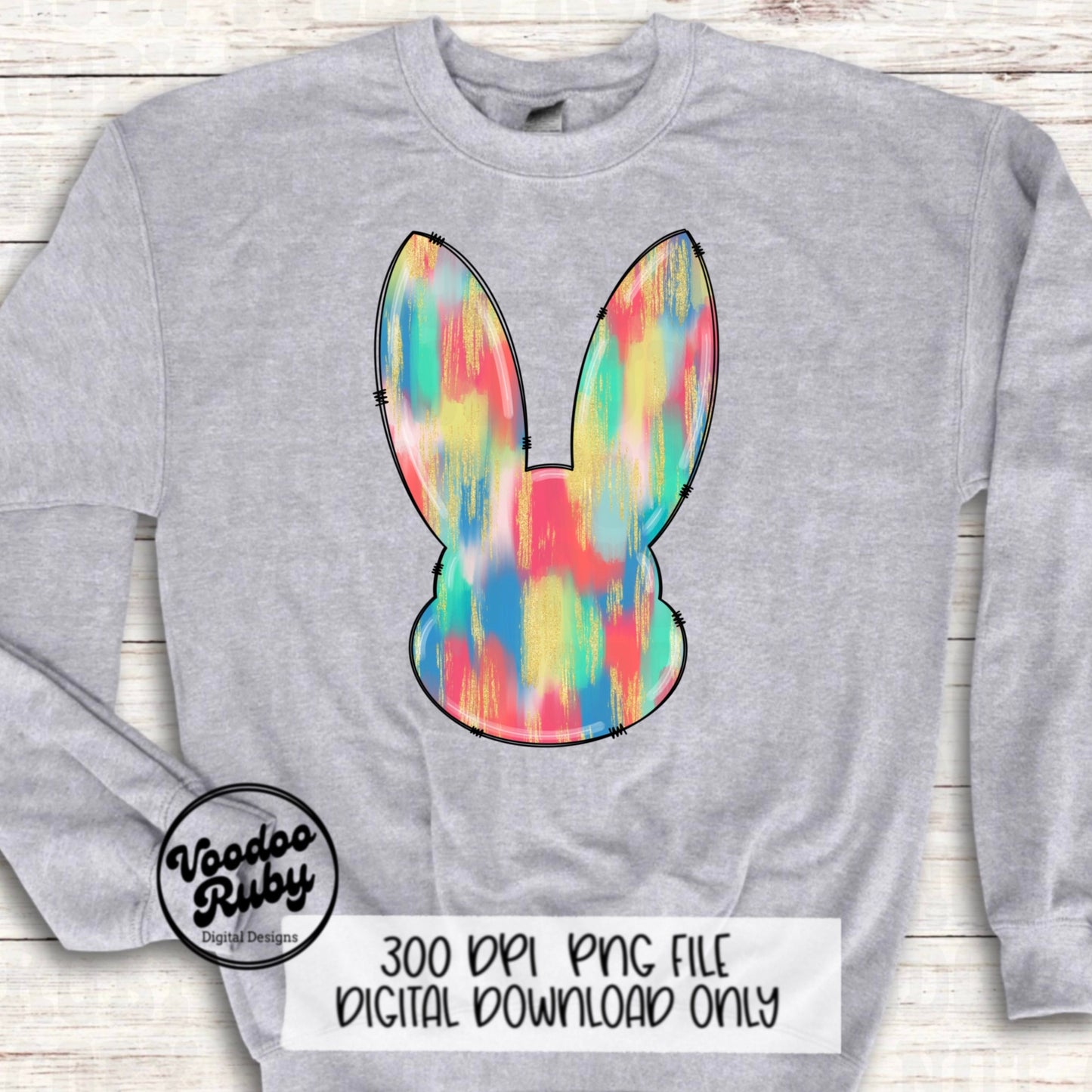 Glitter Easter Bunny PNG Design Sublimation Easter PNG Hand Drawn Digital Design Download Happy Easter PNG Clip Art Easter Dtf Printable