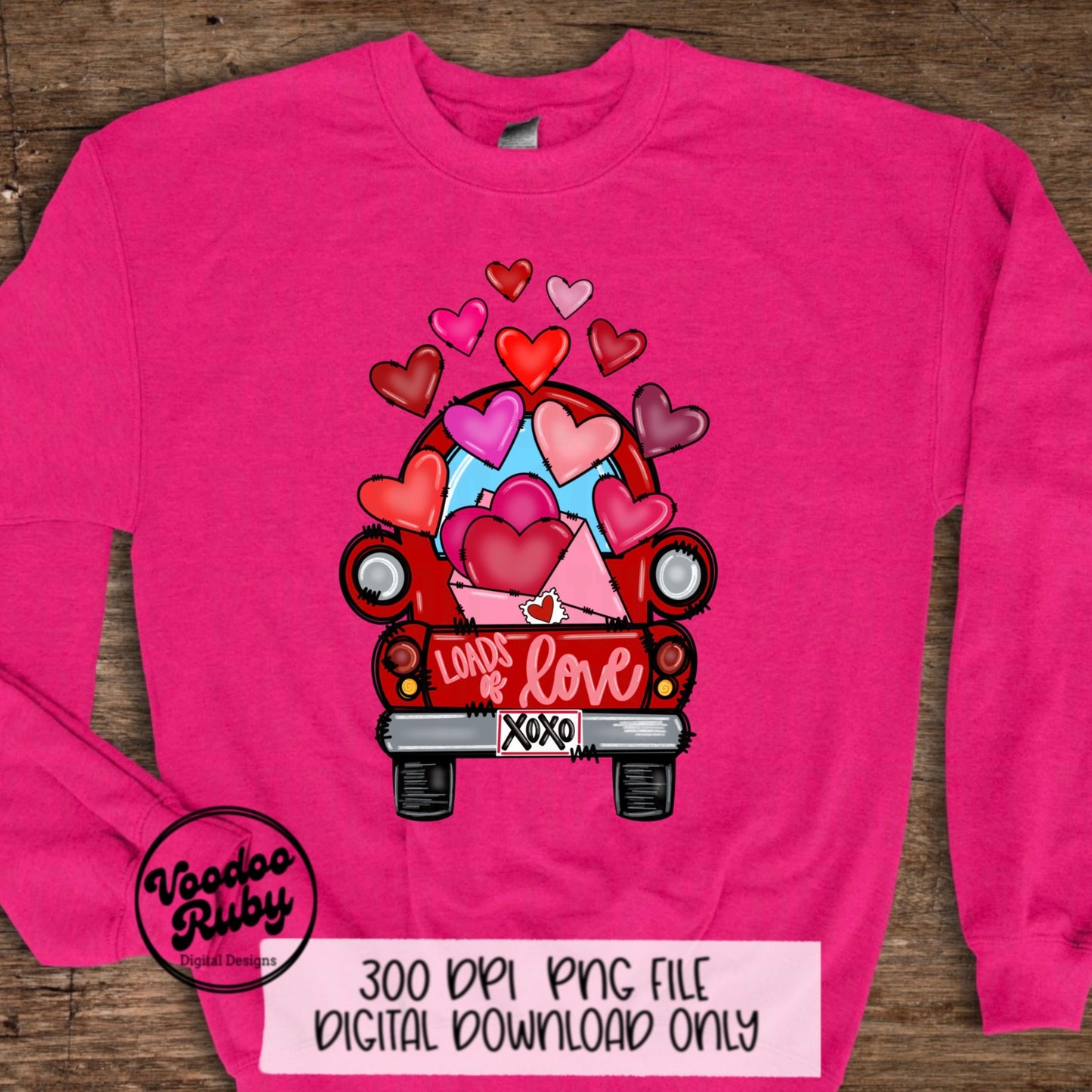 Valentine’s Day Truck PNG Design Sublimation Hand Drawn Digital Download Printable Art Valentine's Day Hearts PNG Western PNG Loved